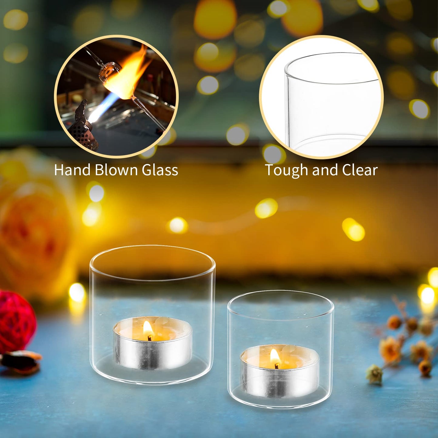 Wedding Votive Tea Light Holders - Mini Clear Glass Tealight Candle Holder as Candlelit Dinner Party Events Birthday Reception Centerpiece Decor Accessories, 20+Extra 4