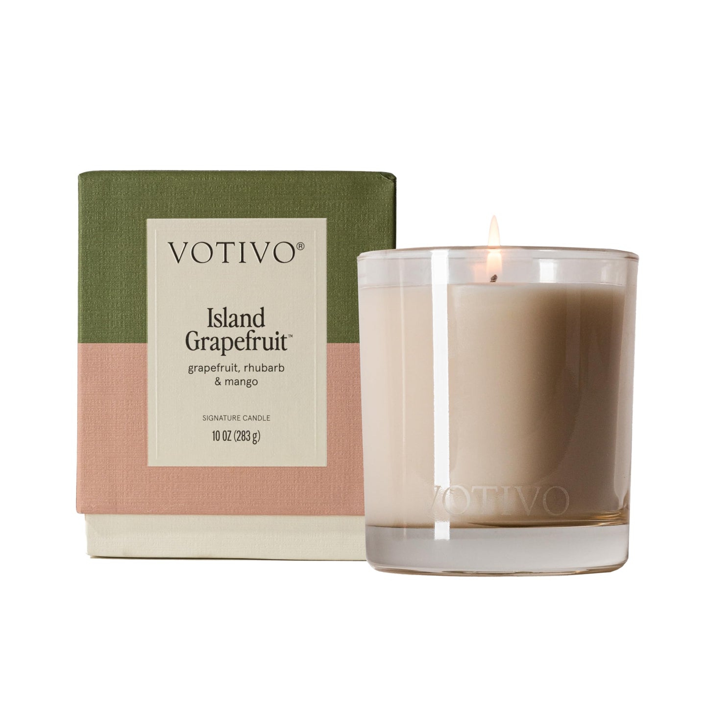 Votivo Island Grapefruit 10 oz Signature Candle | Soy Wax Blend | Luxury Glass Jar & Box | Home Decor | Gifts | Highly Scented