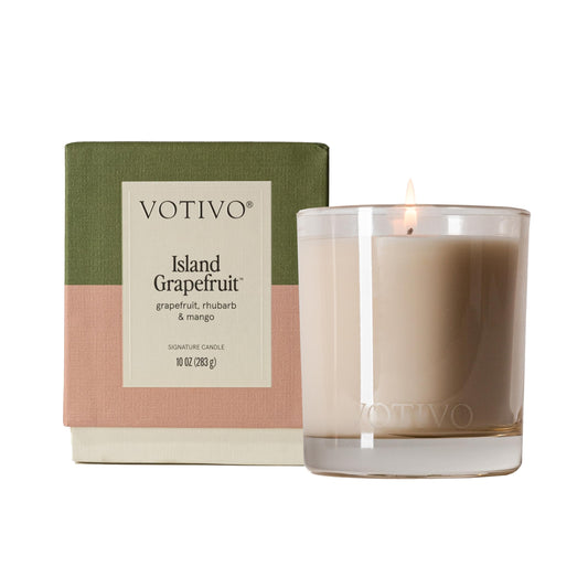 Votivo Island Grapefruit 10 oz Signature Candle | Soy Wax Blend | Luxury Glass Jar & Box | Home Decor | Gifts | Highly Scented