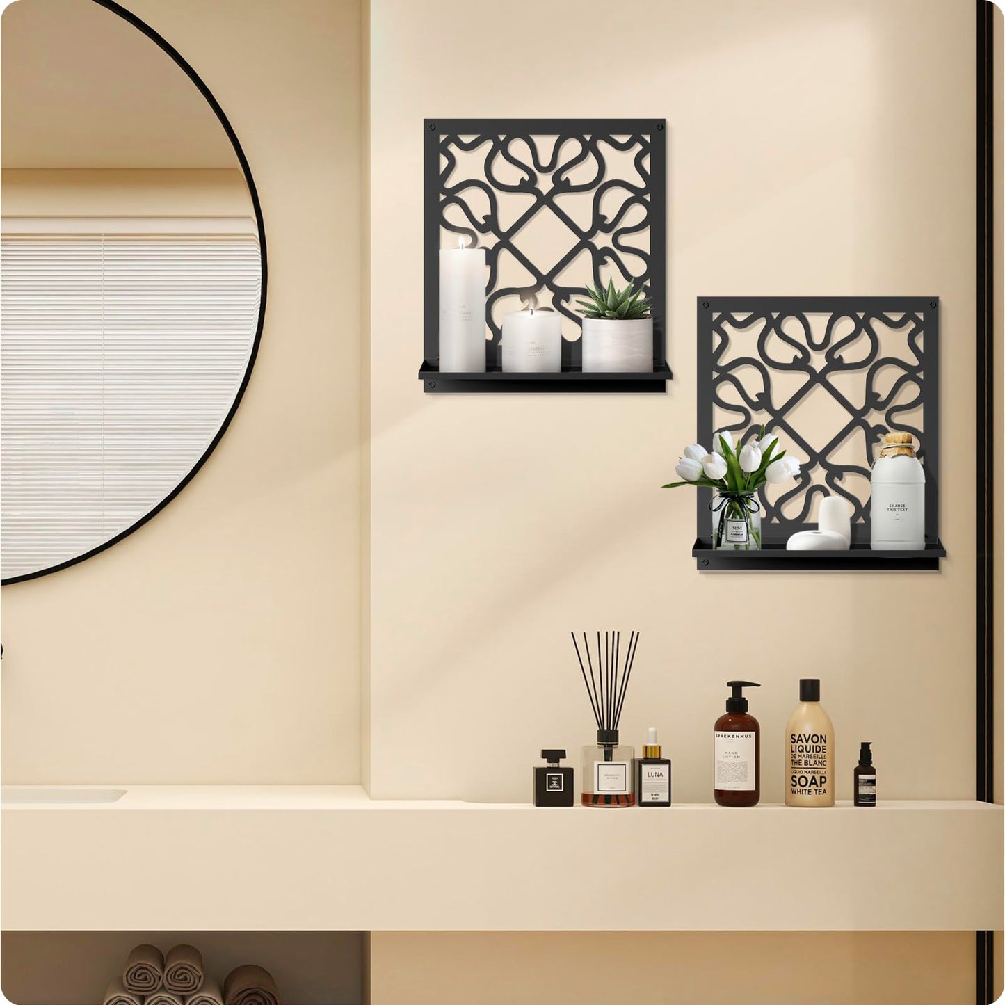 Candle Wall Sconce, Retro Wall Decor, Black Minimalism Wall Art for Living Room Bedroom Bathroom (2 Pack 11.8 x 13 in)