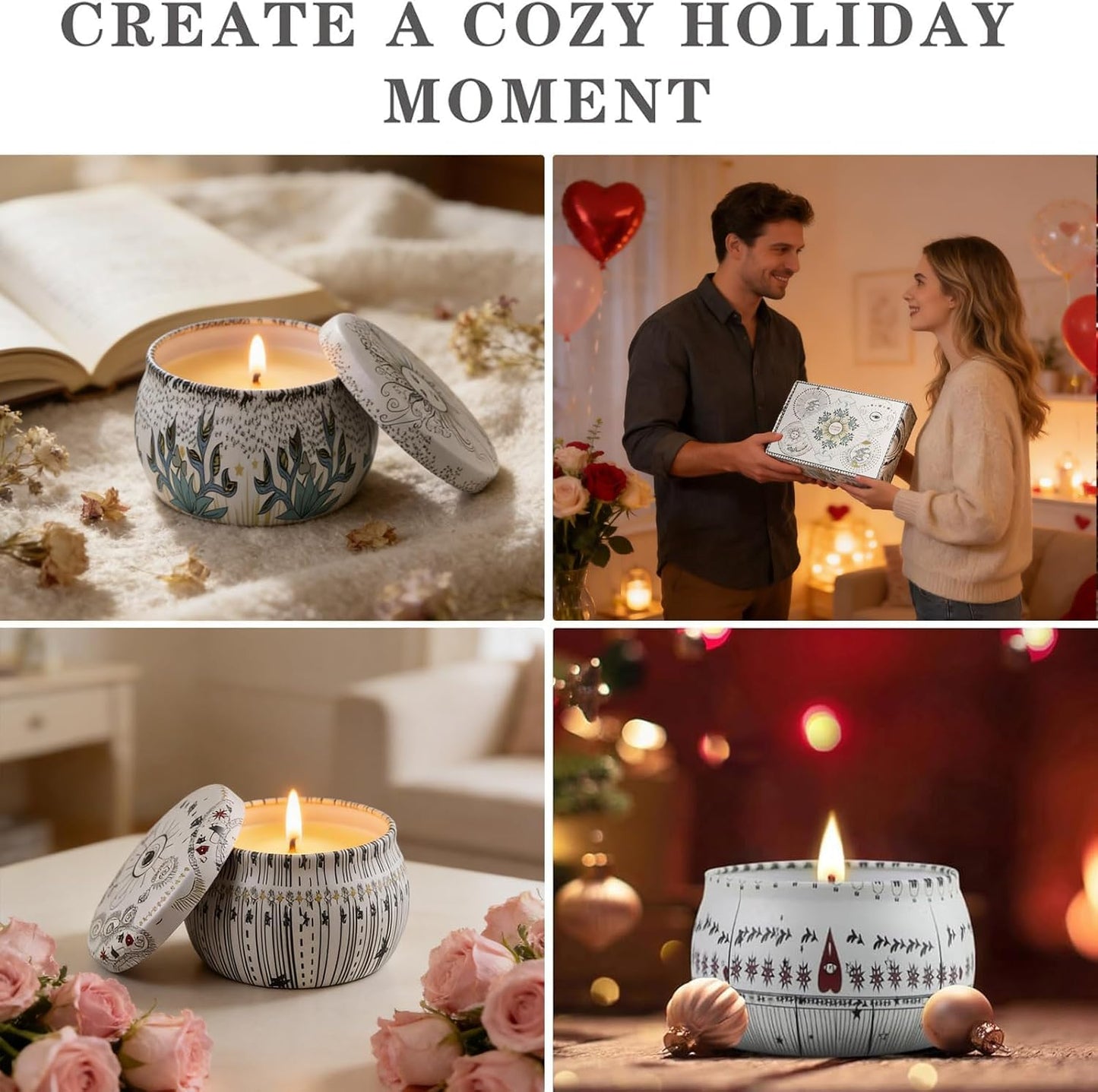 Candle Set for Women Gift, Scented Candles, 6 Pack Large Natural Soy Wax Candles in Tins, Stress Relief Gifts for Women, Aromatherapy Candle, 5.7oz Each, 30-35 Hr Burn, Ideal Gifts for Mom Birthday