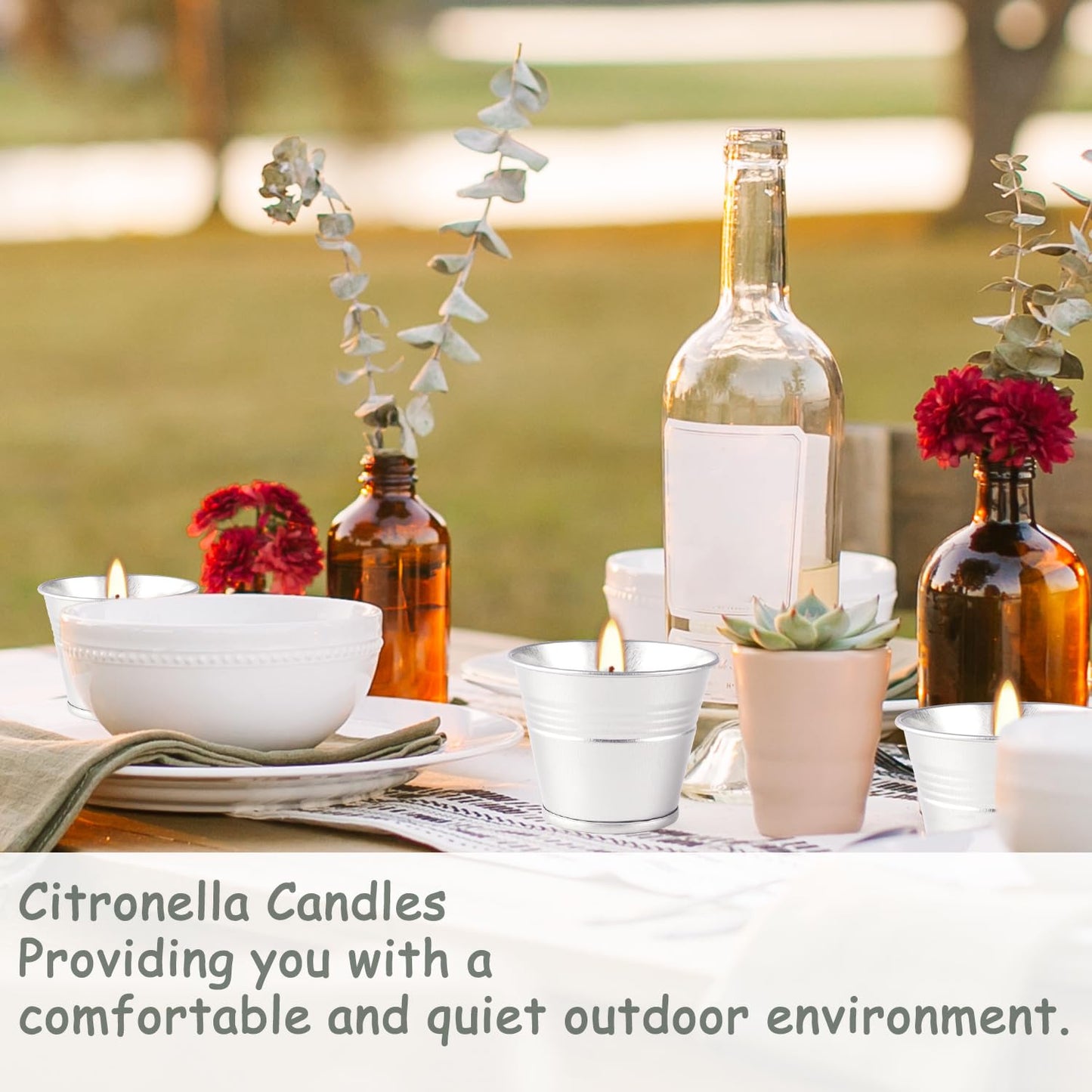 CAKETYCG Outdoors Citronella Candles 32Pack - Garden Citronella Scented Candles, Long Burning, 2 oz Small Tin Candles Gift Sets for Home Patio Yard Indoors, Balcony, Camping BBQ & Summer Parties.