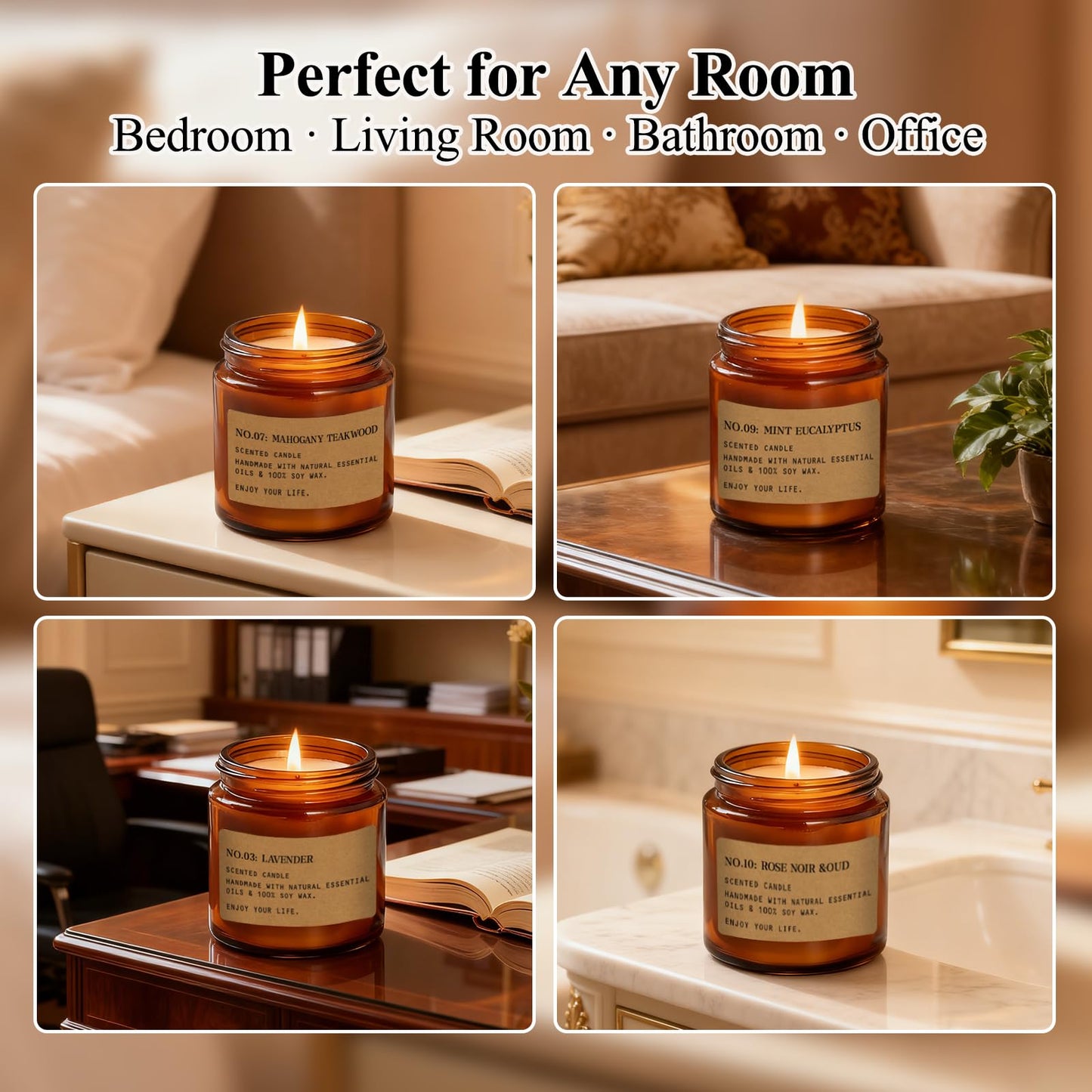 Scented Candles Gift Set,12 Pack Aromatherapy Candles for Home Scented, Aromatherapy Jar Candle Gifts for Women, Natural Soy Wax Amber Candle Set, Scented Candles Set for Birthday Present