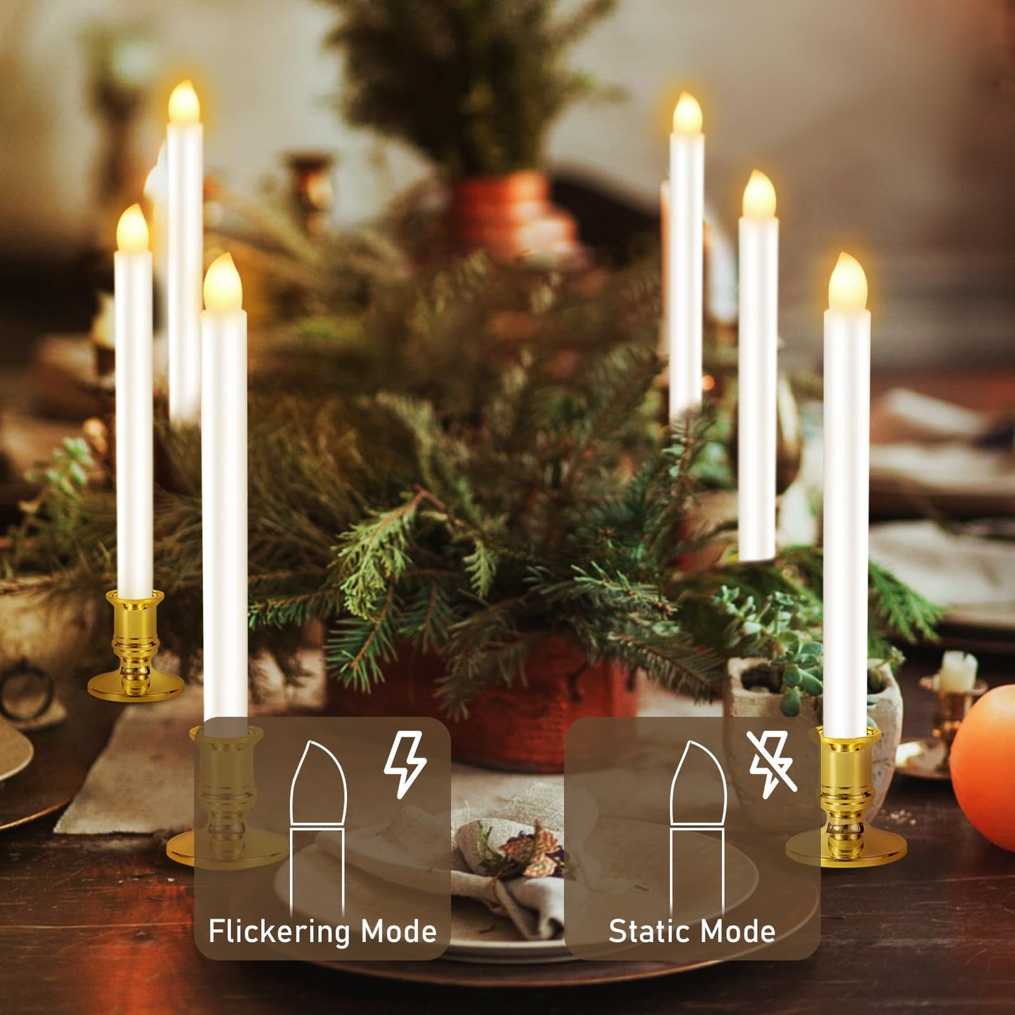 Qmioti 2 Pack Christmas Window Candles with Remote Timer, Flickering Flameless Candles with Candle Holders Suction Cups for Christmas Party Decorations, Gold