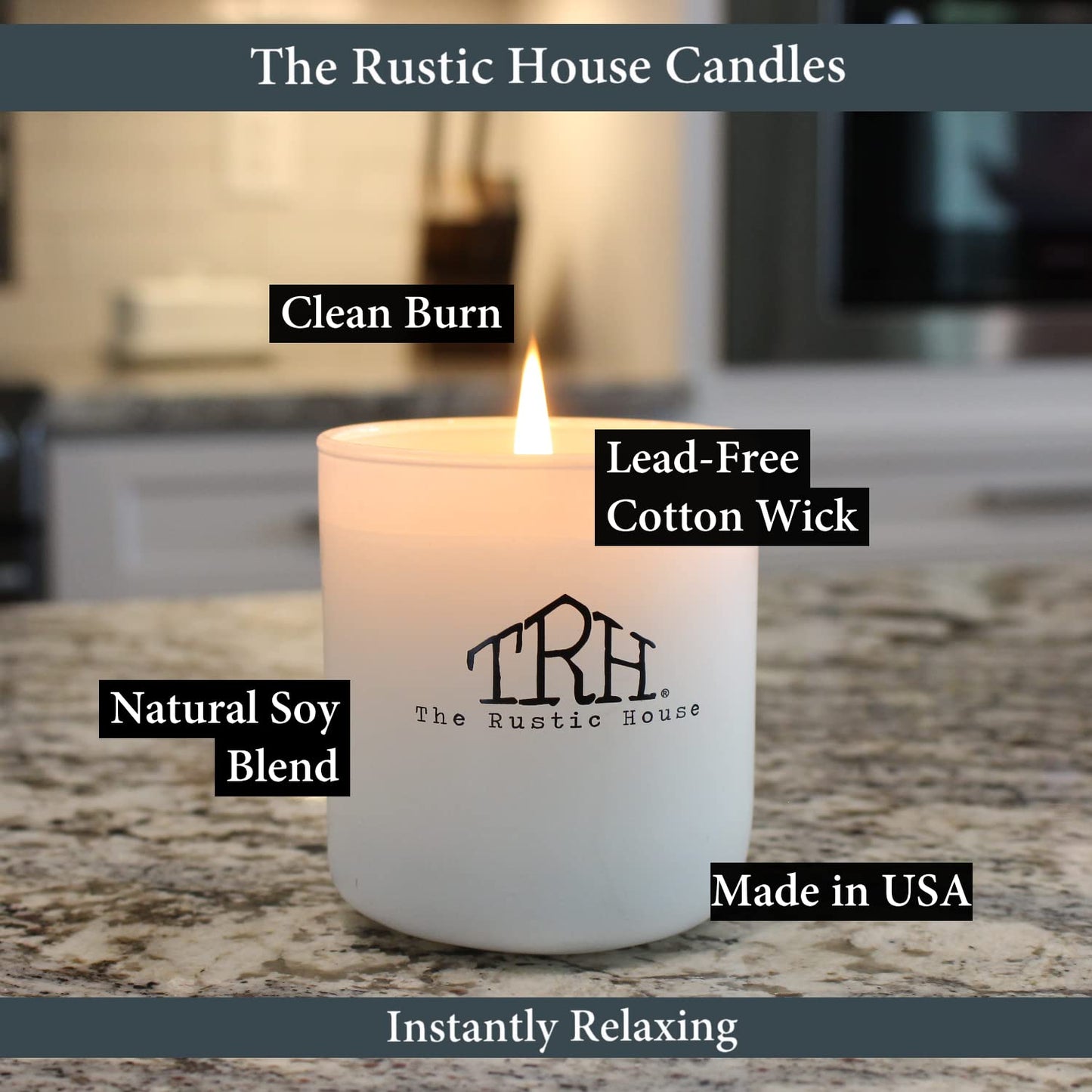 The Rustic House, Soy Candle, Milk + Honey - Long Burning, Non-Toxic, Wood Lid, Aesthetic Glass Jar