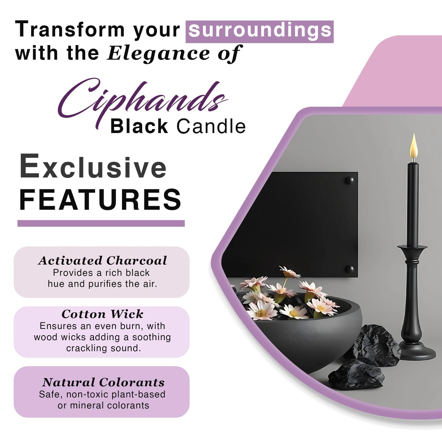 Set of 20 Black Spell & Chime – Premium Mini Taper Candles for Rituals, Prayer, Birthdays, Meditation, Altar - 4 Inch Tall, Unscented. (Black, 20)