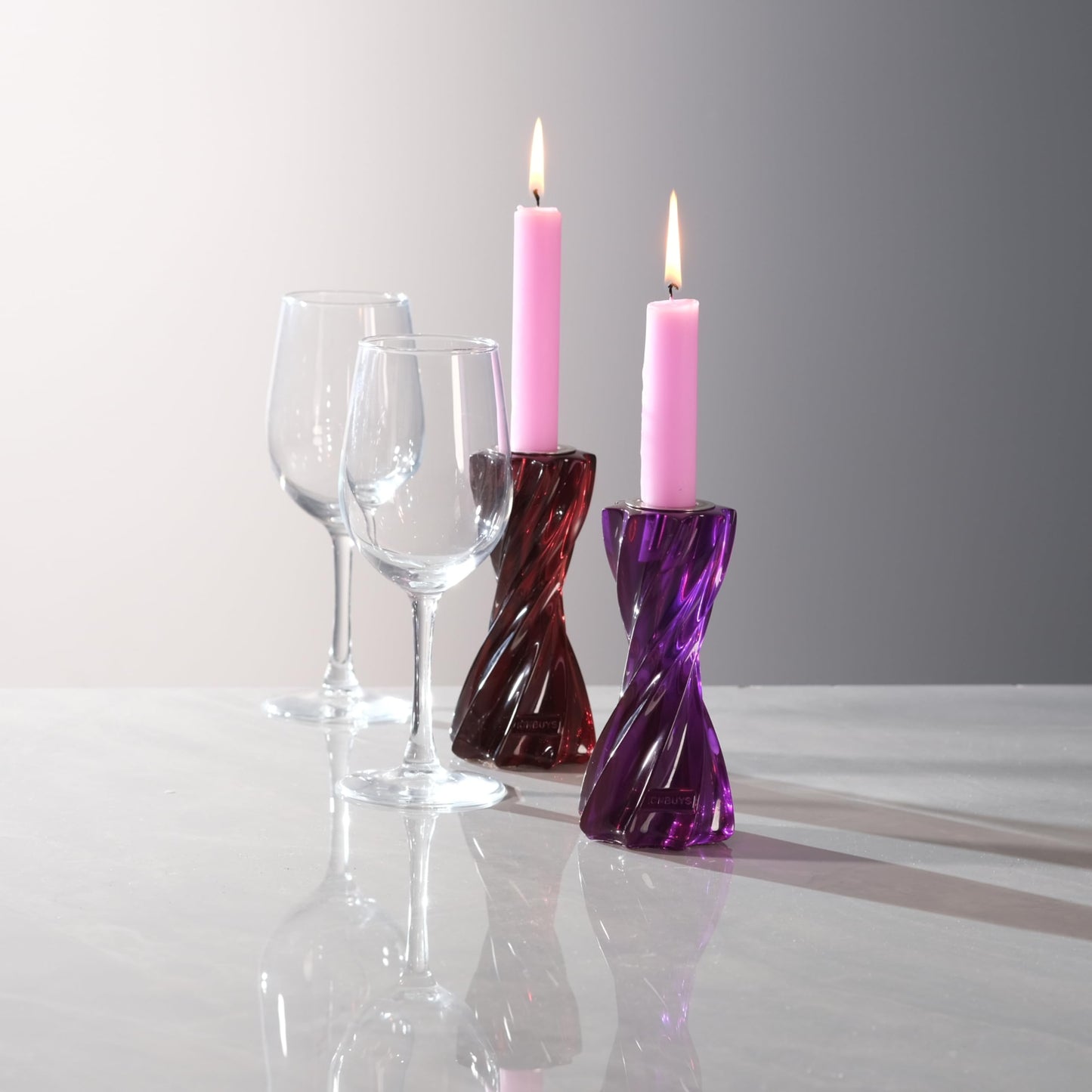 ICNBUYS Twizzle Twist Candle Holder, Decorative Candle Holder for Table Display, Romantic Decoration, Unique Home Décor Aesthetic, Housewarming Gift, Candle Stand Height 5.7 inches Pruple - Resin