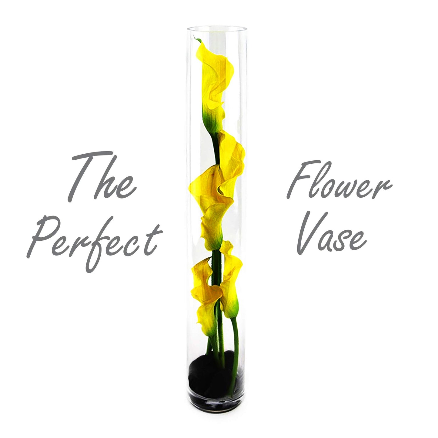 CYS Excel Clear Glass Cylinder Vase (H:28" D:4") | Multiple Size Choices Glass Flower Vase Centerpieces | Hurricane Floating Candle Holder Vase