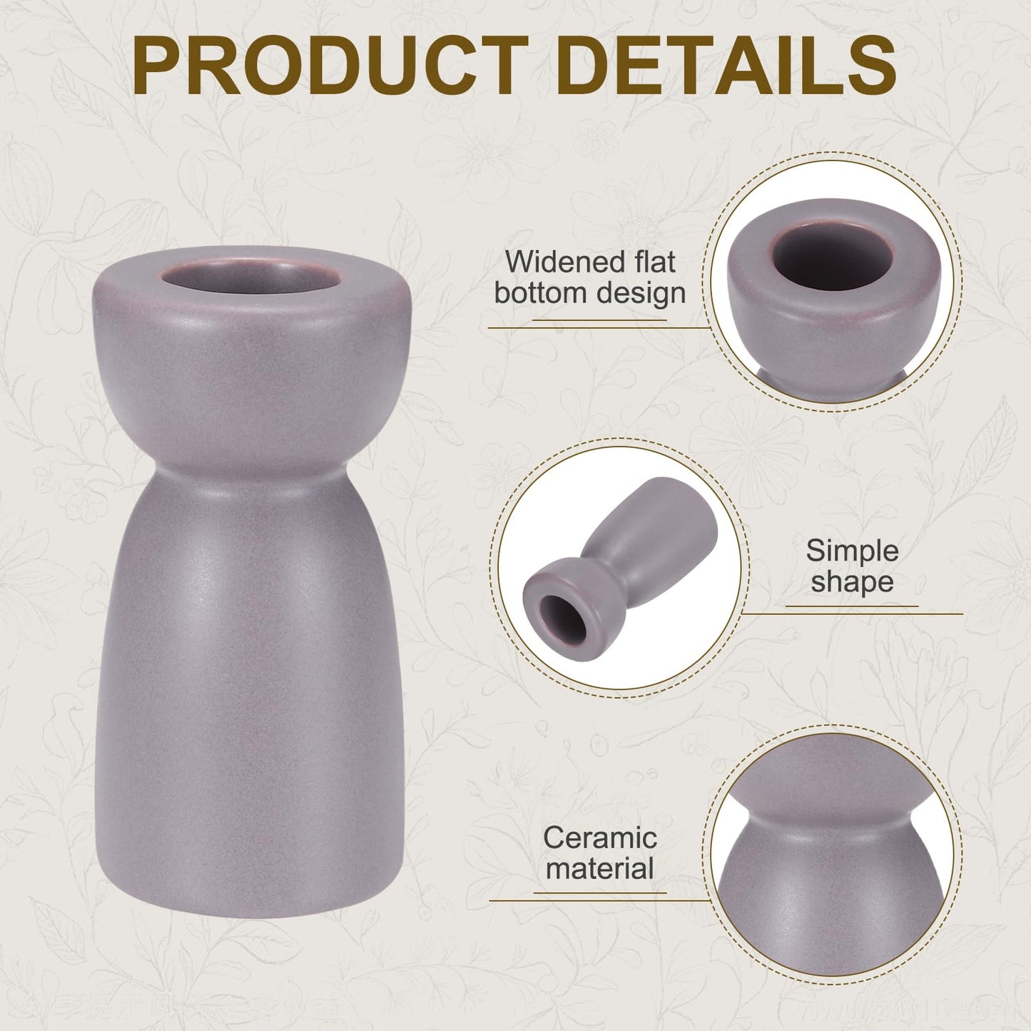 uxcell 2 Pack Candlestick Holder Purple Ceramic Taper Candle Holder Candle Stand Holders Modern Style Decoration for Centerpiece Tabletops Anniversary