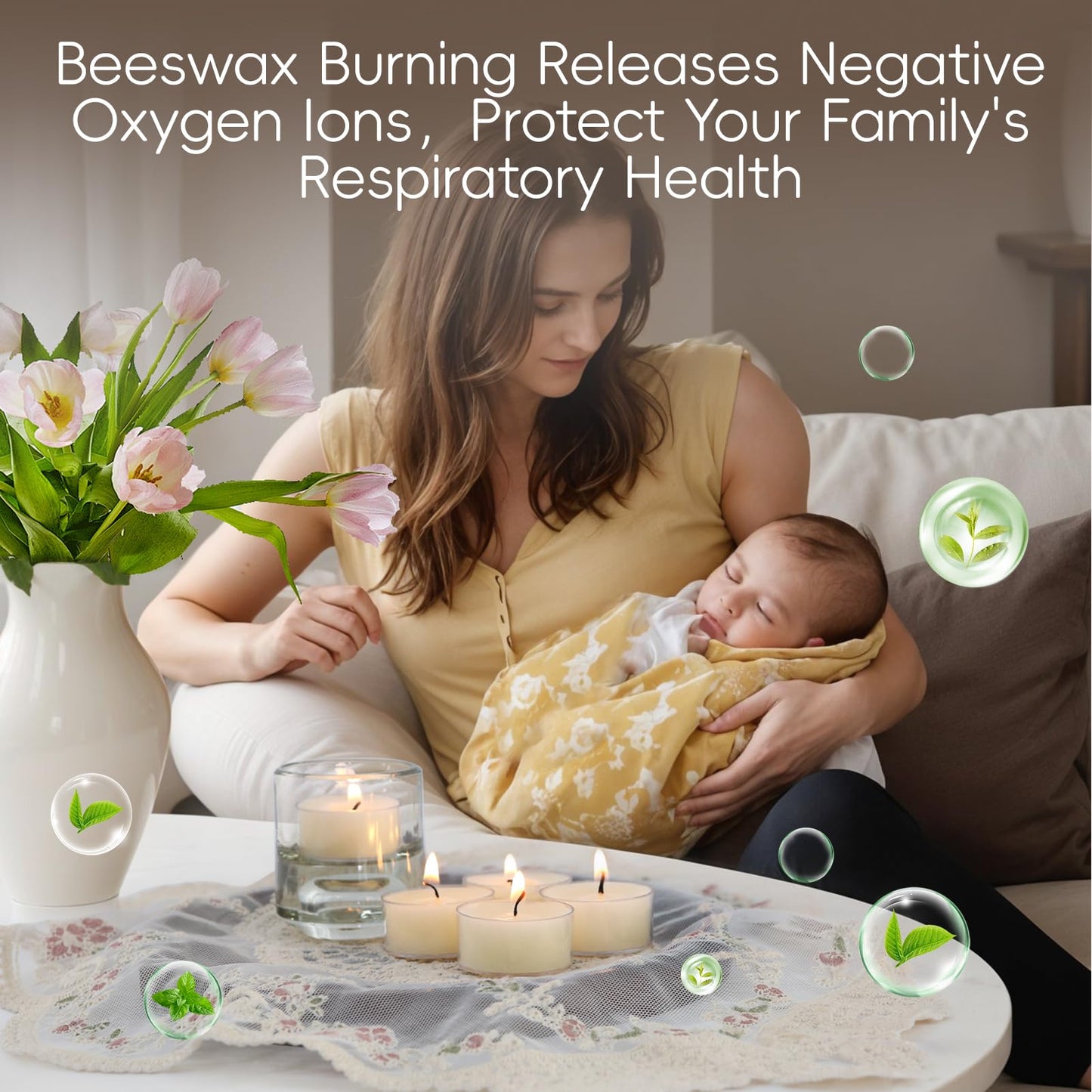 24Pcs White Beeswax Tea Light Candles-4 Hour Burn Time,100% Pure Natural Beeswax-Clean Burning & Air Purifying, Smokeless Bulk Tea Lights for Spa,Meditation,Wedding & Home Decor