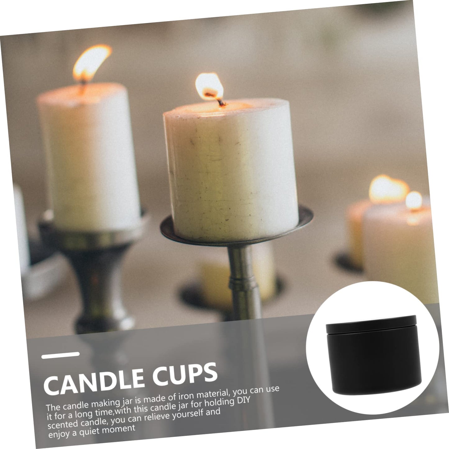 OHPHCALL 3pcs Metal Candle Jars Lids Practical Iron Candle Containers for Home Decor Parties and Weddings Elegant and Reusable Storage for Candies