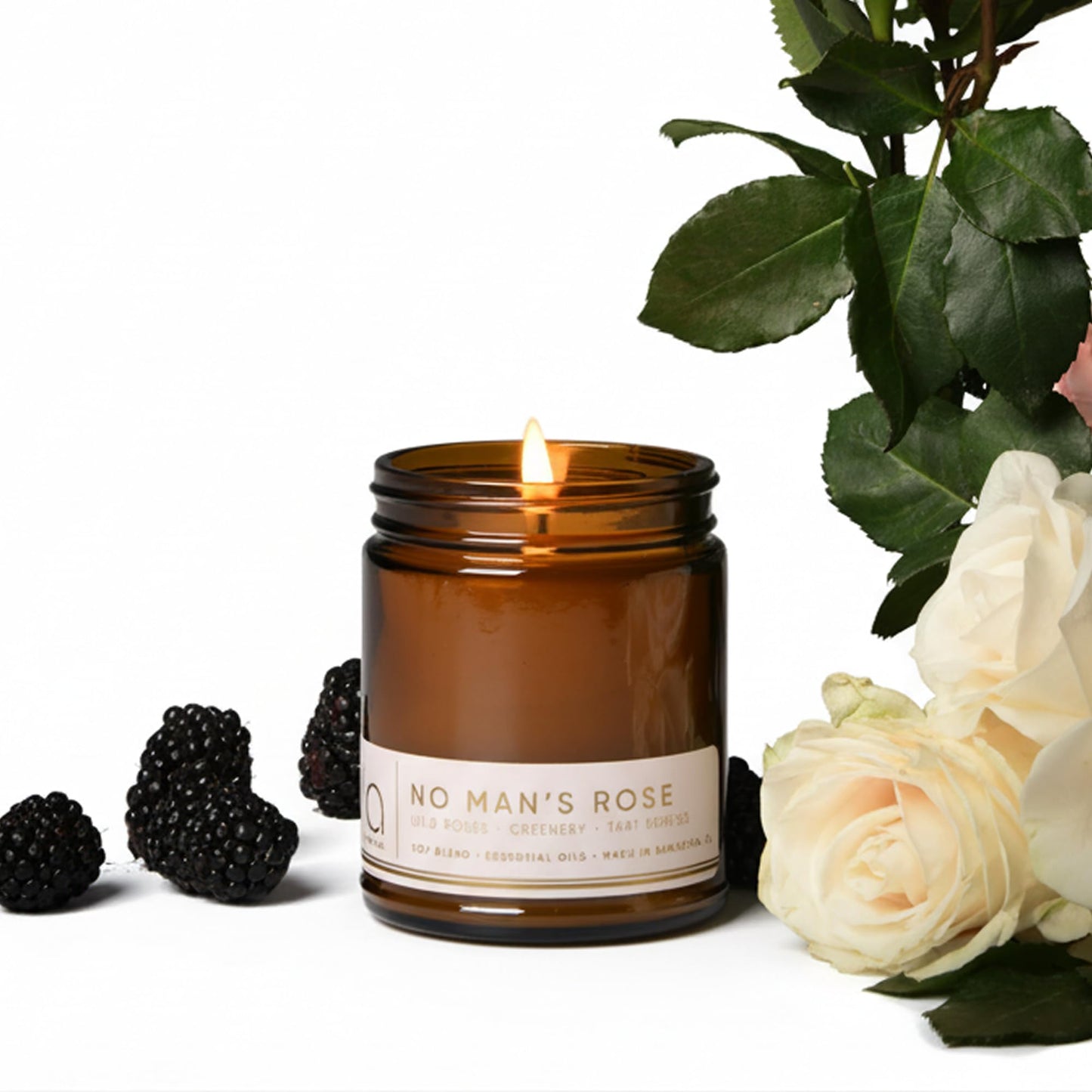 Bia Candle Co. No Man's Rose Candle, Fresh Rose Berry Moss Soy Candle, Green Apple, Perfume-Inspired, Hand Poured USA, High Fragrance Load, Lead-Free Wick, Reusable Glass Jar, Woman-Owned, 7 oz