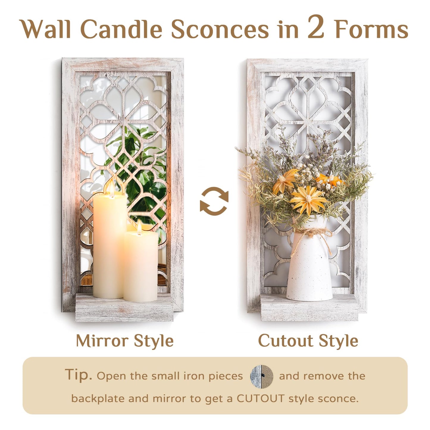 Walasis Wood Small Wall Shelves for Candle - Decorative Farmhouse Floating Shelf Candle Sconces for Wall Decor - Rustic Carved Floating Shelf Wooden Shelving for Bathroom Bedroom