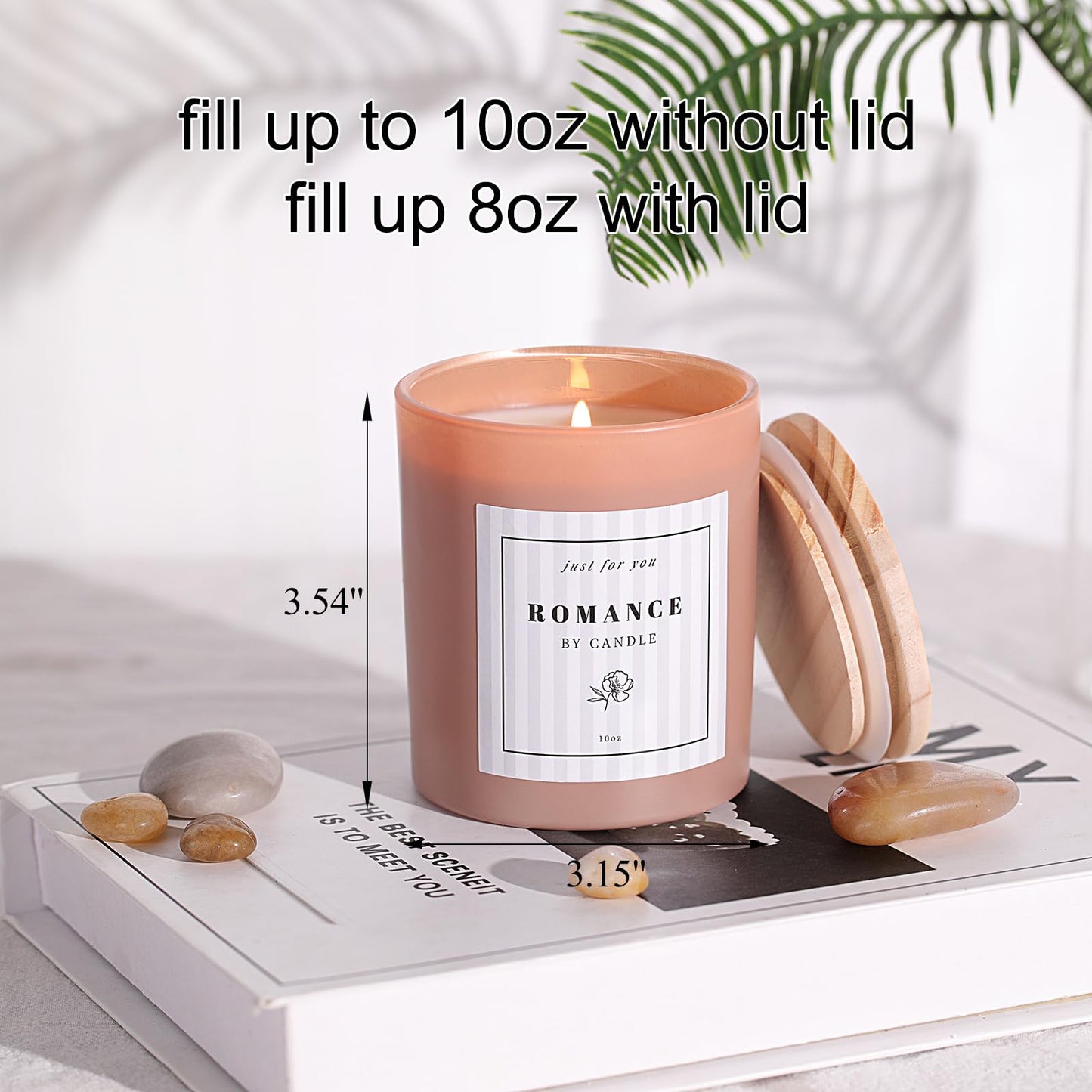 REISEN 12Pcs Assorted Amber Candle Jars for Making Candles, 10oz Empty Candle Jars with Bamboo Lids and Labels, Glass Jars for Candle Making Supplies, Candle Containers for DIY Gifts