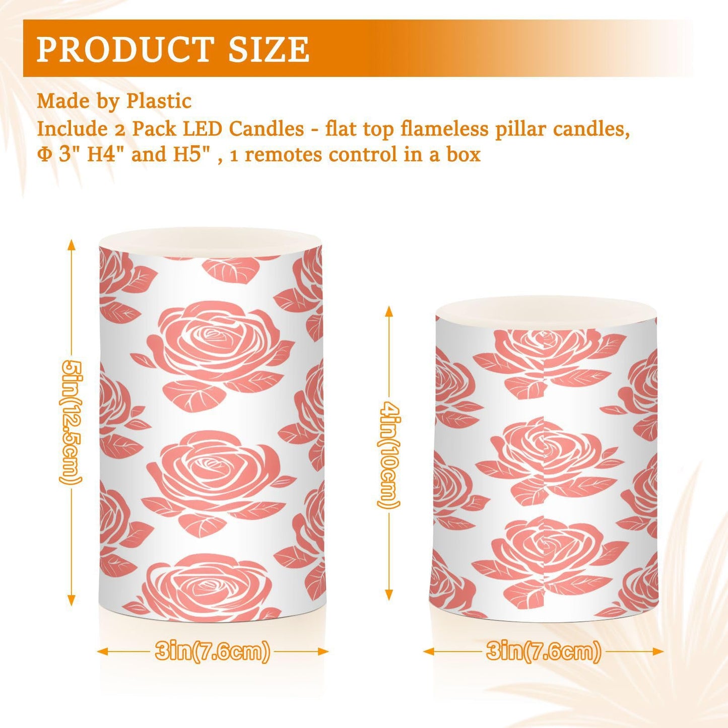 ALAZA Rose Flower Spread Tile Pattern Flickering Flameless Candles Battery Operated with Remote Timer,Tea Light Candles LED Pillar Votive Candles Set of 2 for Outdoor Indoor Decorations