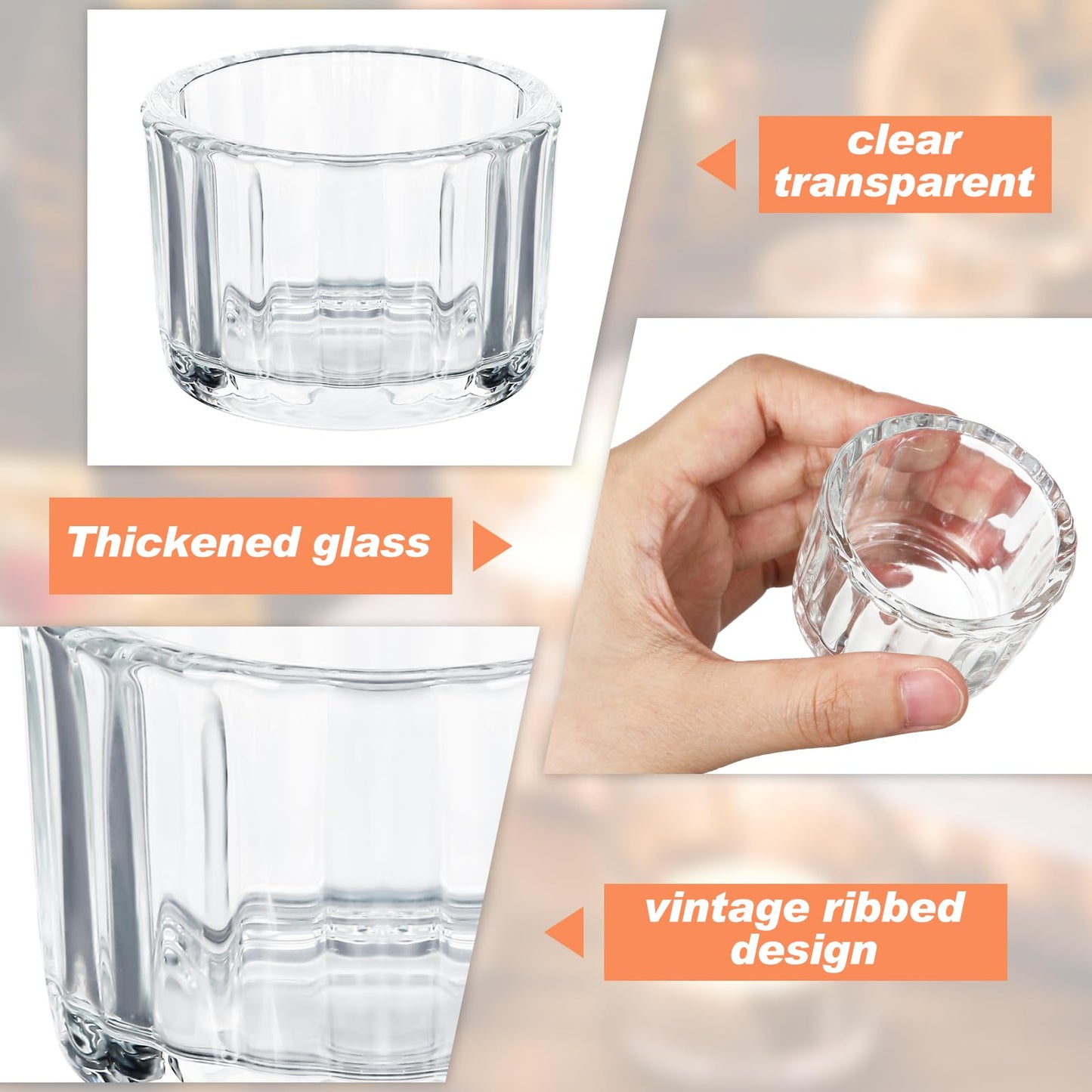 Mumufy 50 Pcs Glass Tealight Candle Holder Ribbed Votive Candle Holder for Centerpiece Wedding Proposal Spa Aromatherapy Meditation Home Decor (Clear)