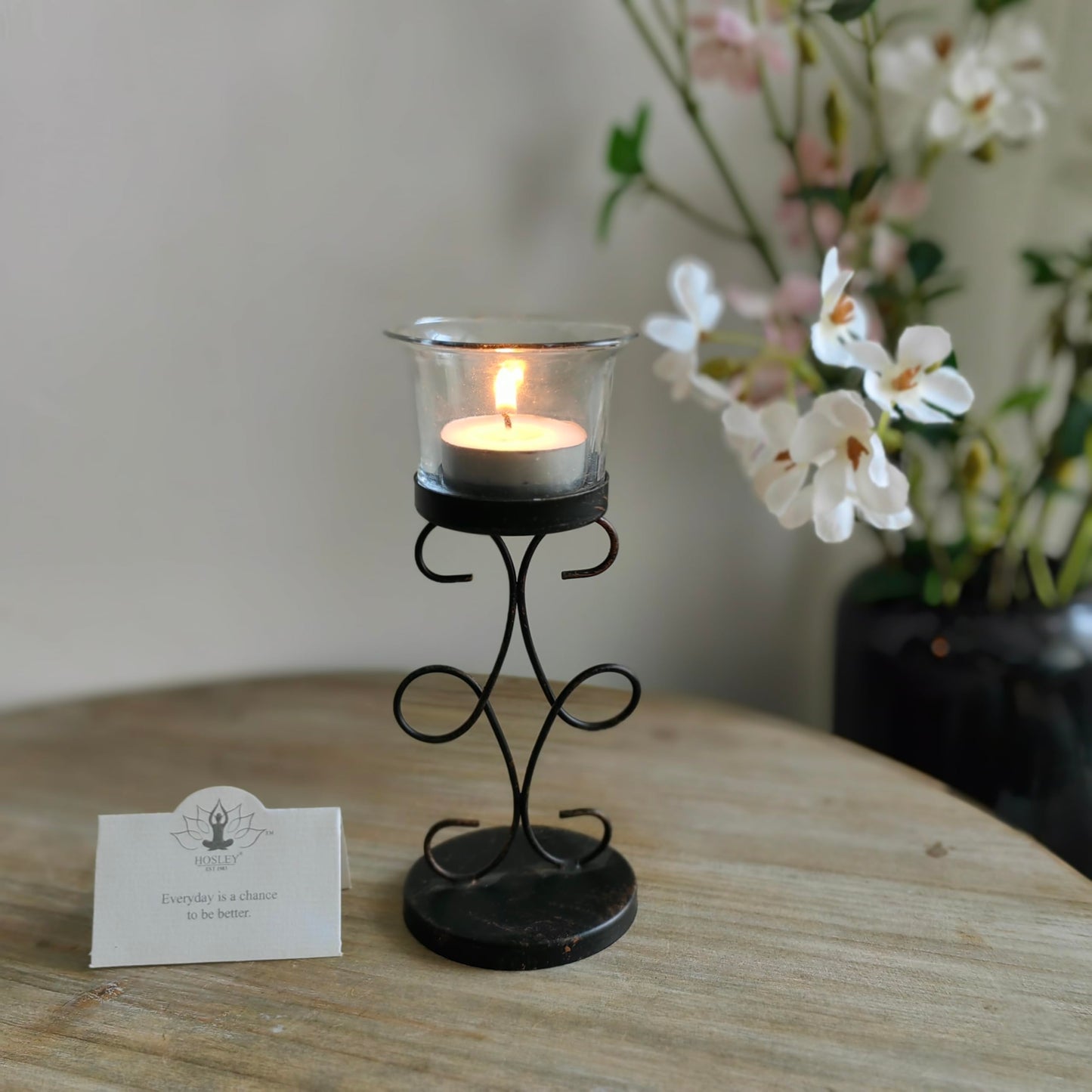 Hosley Bulk Buy Set of 6 Metal & Glass Tea Light Candle Holders for Home Decor, Lighting, Wedding, Parties, Gifting, LED Tea Light Gardens