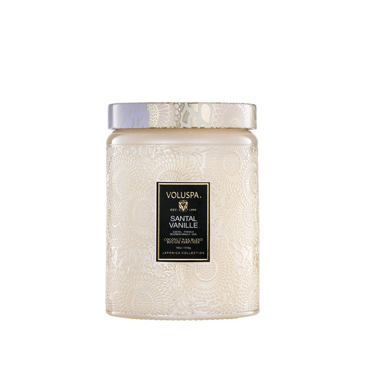 Voluspa Santal Vanille Candle, 18 oz, Coconut Wax Blend, Scented Candles for Home, 100 Hour Burn Time, Candle Jars
