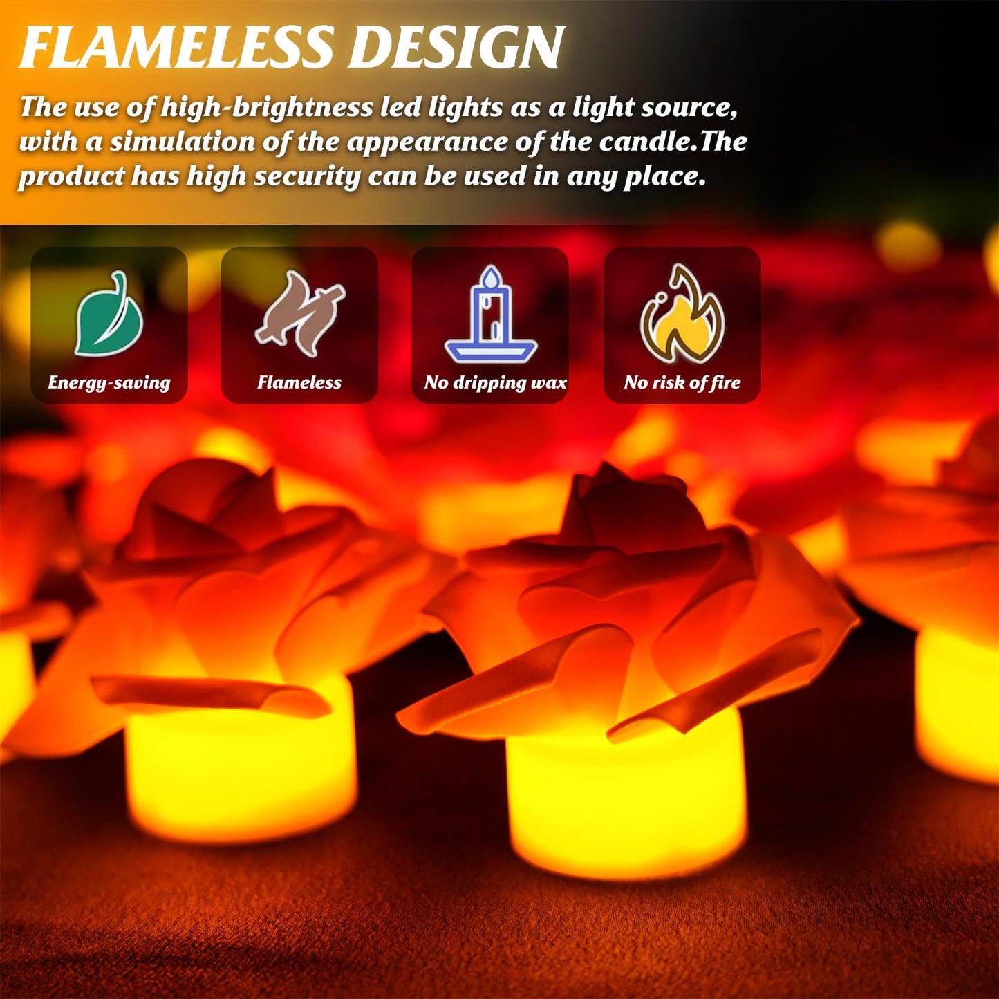 SupBri 12 Pack LED Tea Lights Candles with Artificial Rose Petals, Romantic Flameless Battery Operated Candles for Valentines Wedding Proposals Christmas Decor (Purple)