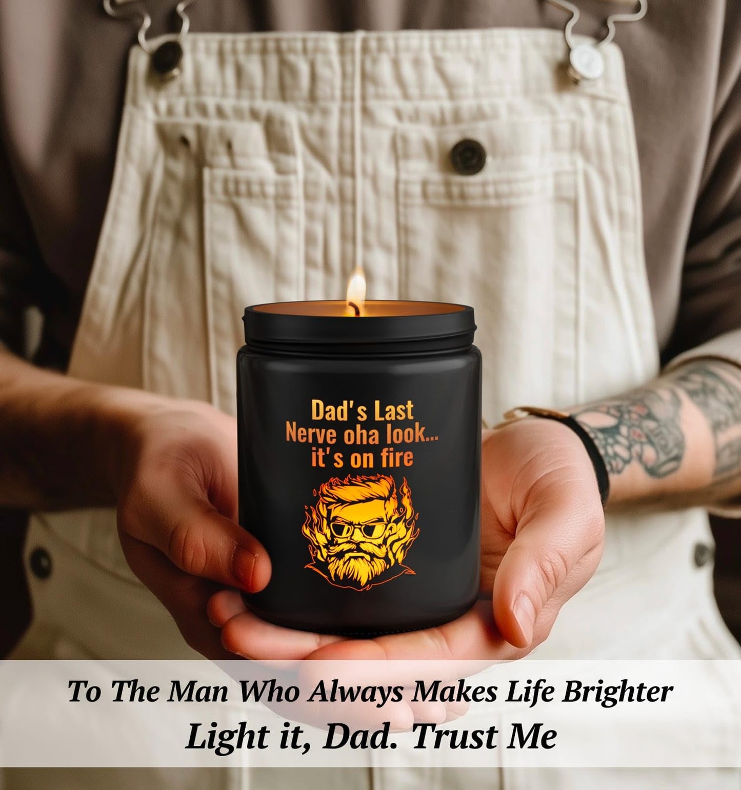 Christmas Candles for Men,Christmas Gifts from Kids, Birthday Xmas Holiday Candle Gifts for Dad, Dad's Last Nerve,Leather Scented,Perfect for Xmas,New Year,Winter Décor,Over 40 Hours,100% Soy Wax