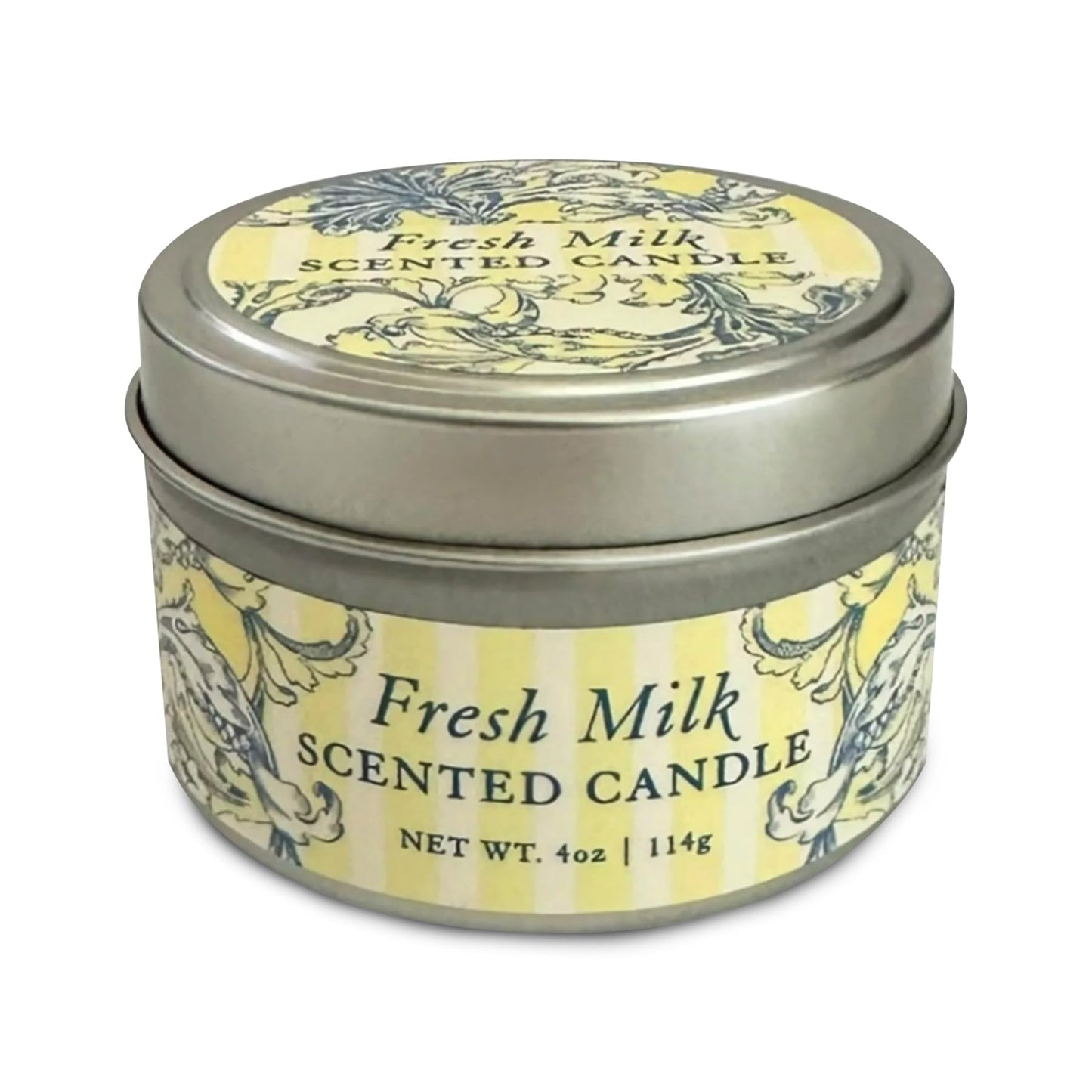 Greenwich Bay Hand-Poured Scented Candle in Decorative Tin – 4 oz/114 g Travel Candle with Lead-Free Wick, Vegetable Wax, Long-Burning Aromatherapy Gift, Single Wick – Made in USA (Fresh Milk)