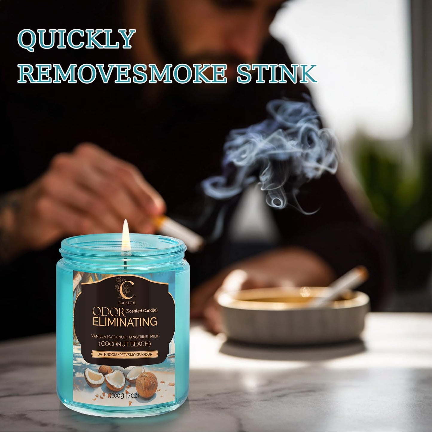 Coconut Odor Eliminating Candles, Pet Scented Candles for Home, Single Wick Soy Candle Gifts for Women, Men, Ideal for Creating Relaxing Atmosphere, Over 50 Hours of Burn Time