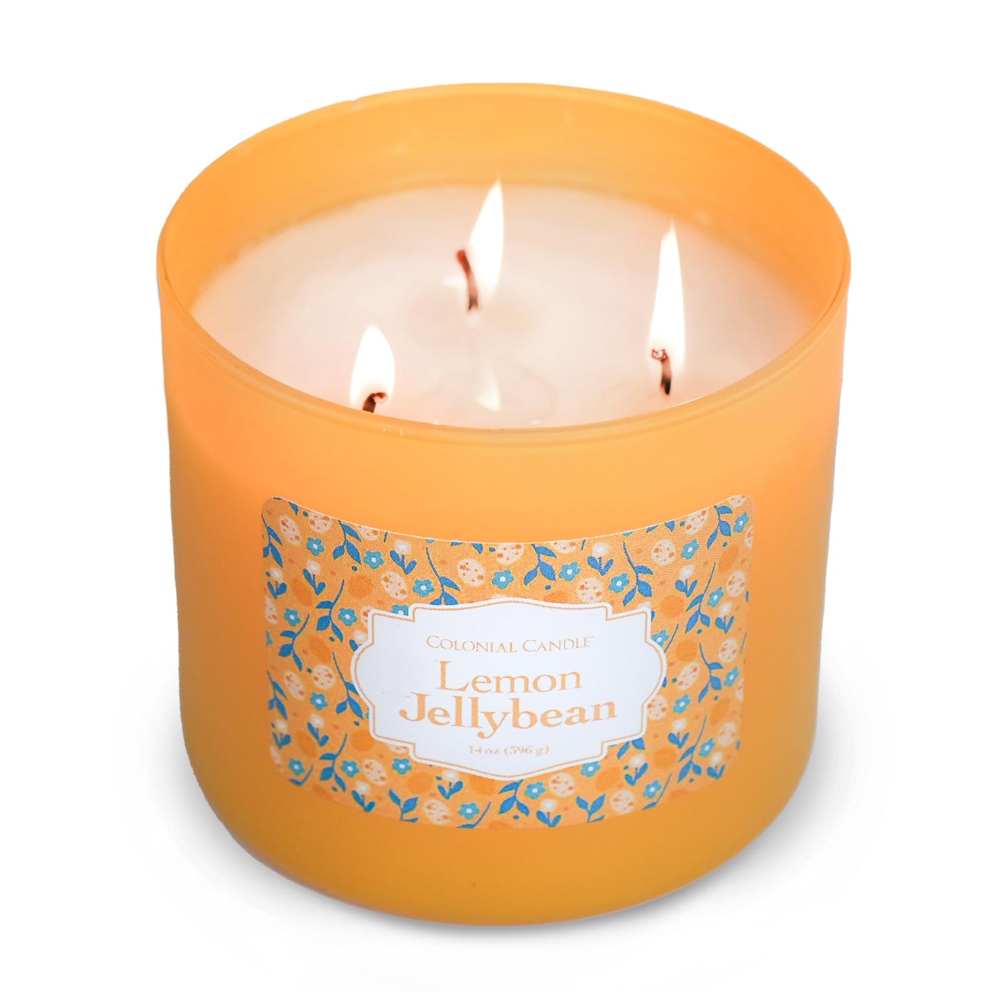 Colonial Candle Lemon Jelly Bean Scented Jar Candle, Easter Collection, 3 Wick, 14 oz - Up to 60 Hours Burn, Easter Candle, Made in the USA