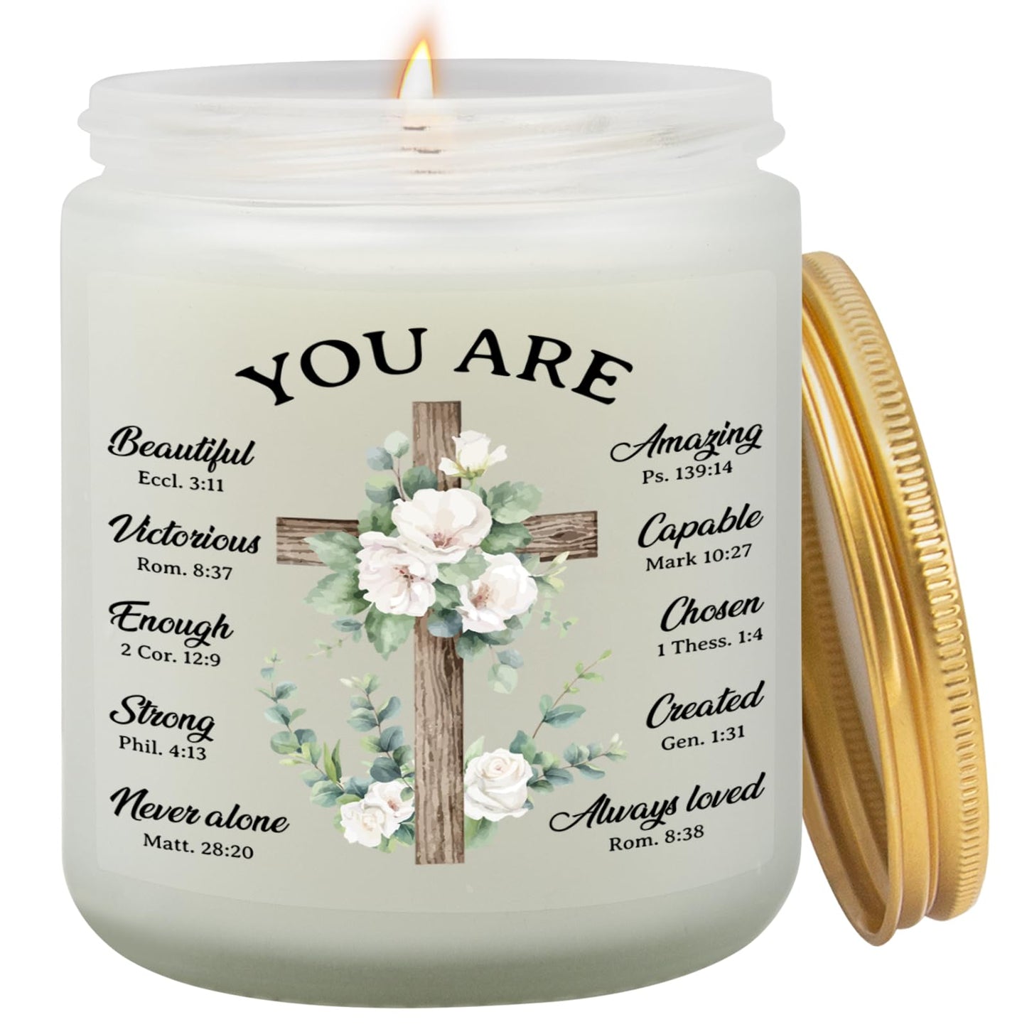 Goiicoln Bible Verse Candle, Faith Candles with Religious Messages, Religious Christian Gifts for Women Mom Sister Wife, Inspirational Gifts for Women, Baptism Gift for Girl Boy, Prayer Blessed Candle