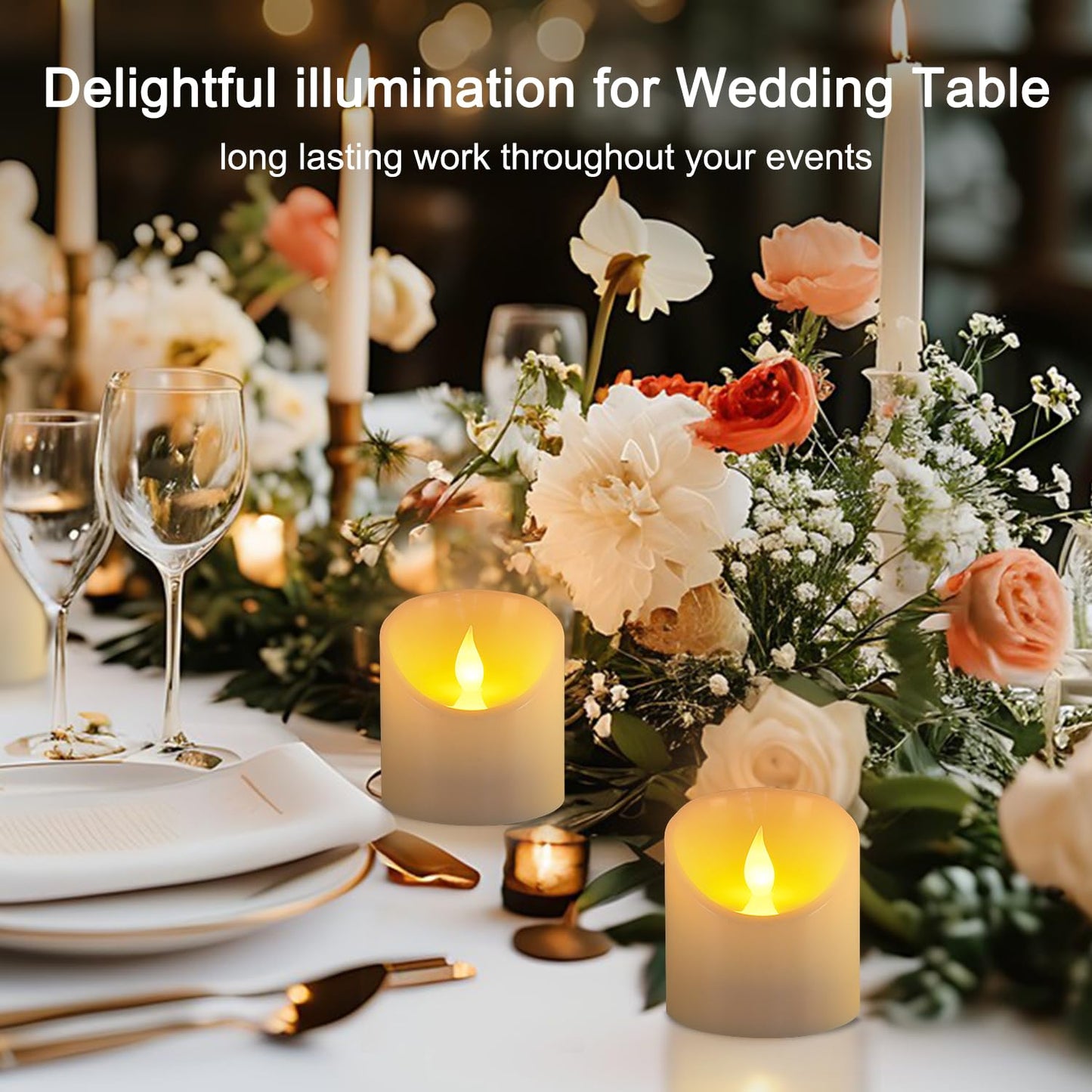 Tediselu 3"x3" Flickering Flameless Candles, Realistic LED Candles, Battery Operated Candles with Remote and Timers, Real Wax Electric Fake Pillar Candles for Festival Wedding Home Party Decor -2Pack