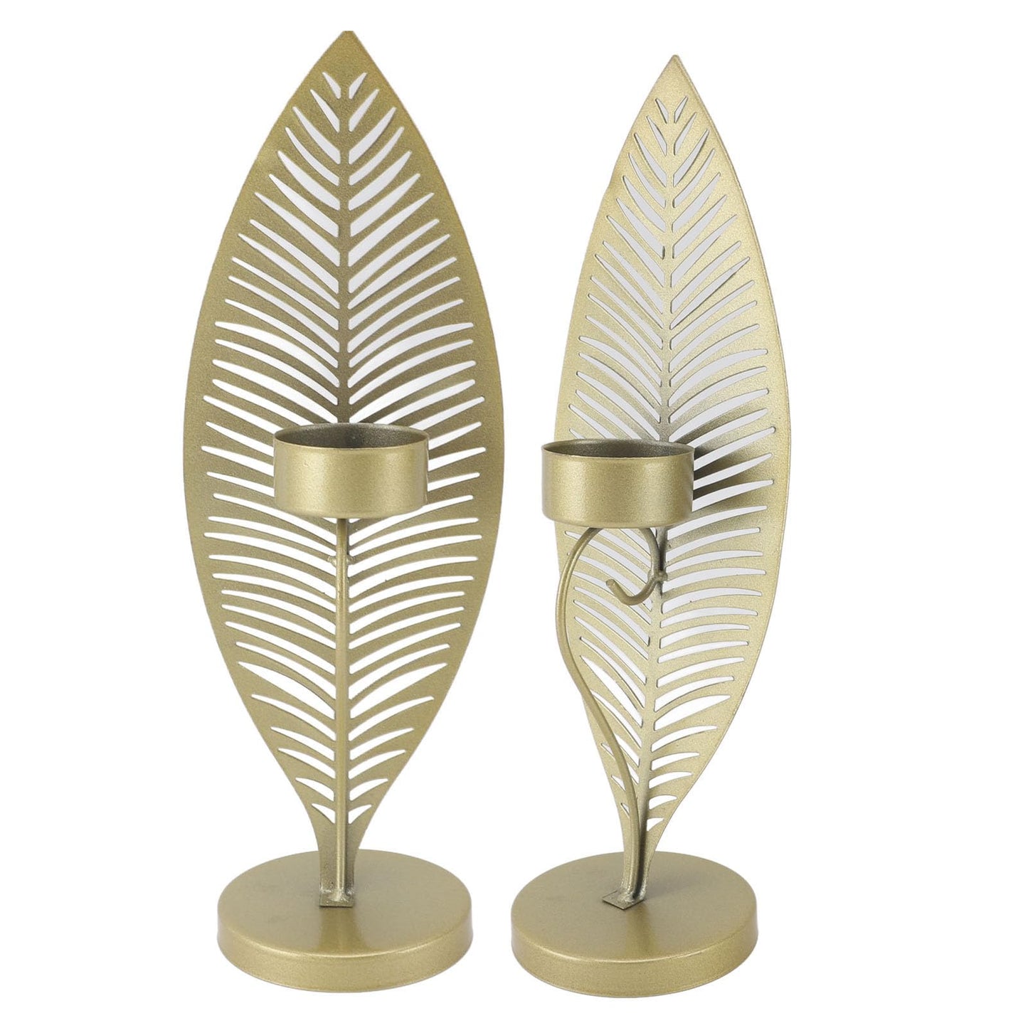 Iron Leaf Candle Holder, Minimalist Wrought Iron Candlestick Stand, Unique Leaf Shape Metal Candle Holder with Nordic Design for Dining Room Home Decor (Gold)