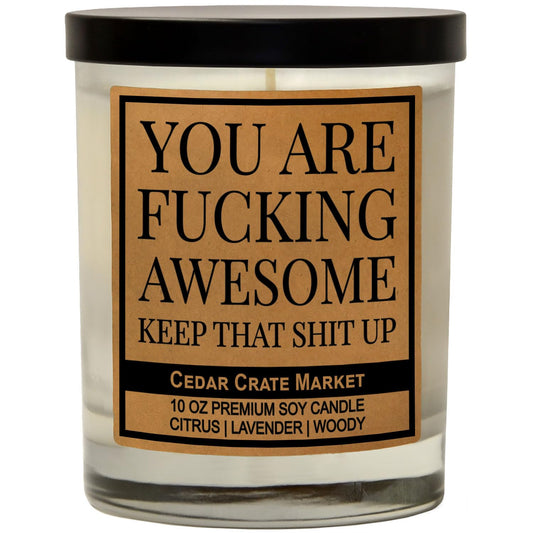 Best Friend, Gift for Women, Men - You are Awesome, Thank You Candle Gift for Her, Him, Inspirational Present for Coworker, Sister, Bestie, Funny Happy Birthday Candle,100% Soy Wax Handmade in the USA