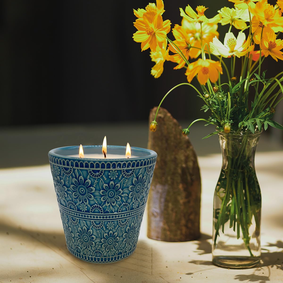 Delicate Porcelain Scented Candle, Natural Eucalyptus & Peppermint Essential Oils and Natural Soy Wax Aromatherapy Candle, Non-Toxic Smokeless Candle for Indoor, Patio, Backyard, Outdoor, Camping