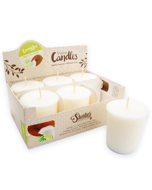 Coconut Lime Verbena Soy Votive Candles - Scented with Natural Fragrance Oils - 6 White Natural Votive Candle Refills - Fruit & Berry Collection