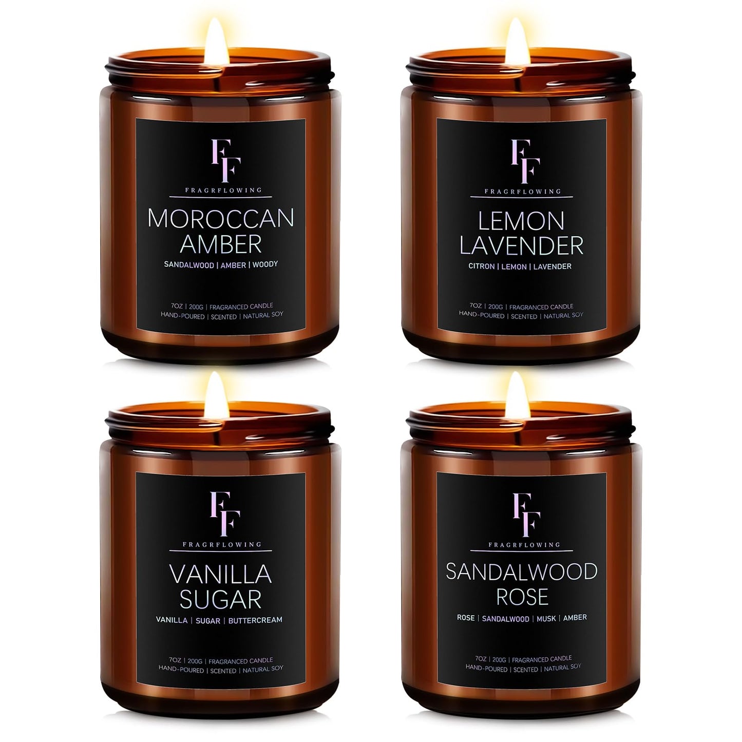 Scented Candles for Home Scented Aromatherapy Candles, 4 Pack 28 Oz Soy Wax Candle Gift Set Valentine's Day Gift for Women Men (Lavender/Vanilla//Sandalwood Rose/Moroccan Amber)