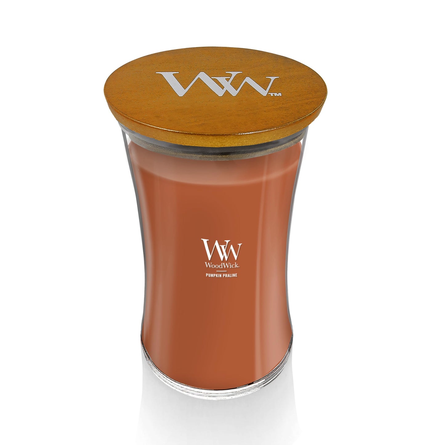 WoodWick Pumpkin Praline Holiday Candle Gifts for Women and Men, 21.5 oz Large Hourglass Candle with Crackling Wick