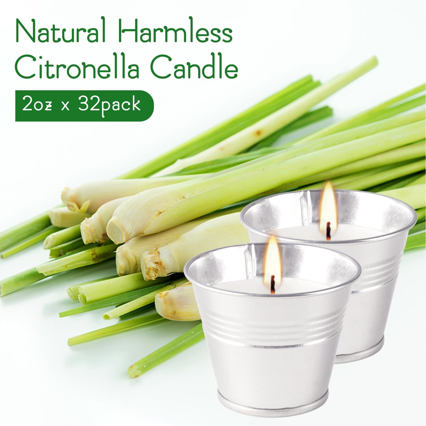 CAKETYCG Outdoors Citronella Candles 32Pack - Garden Citronella Scented Candles, Long Burning, 2 oz Small Tin Candles Gift Sets for Home Patio Yard Indoors, Balcony, Camping BBQ & Summer Parties.