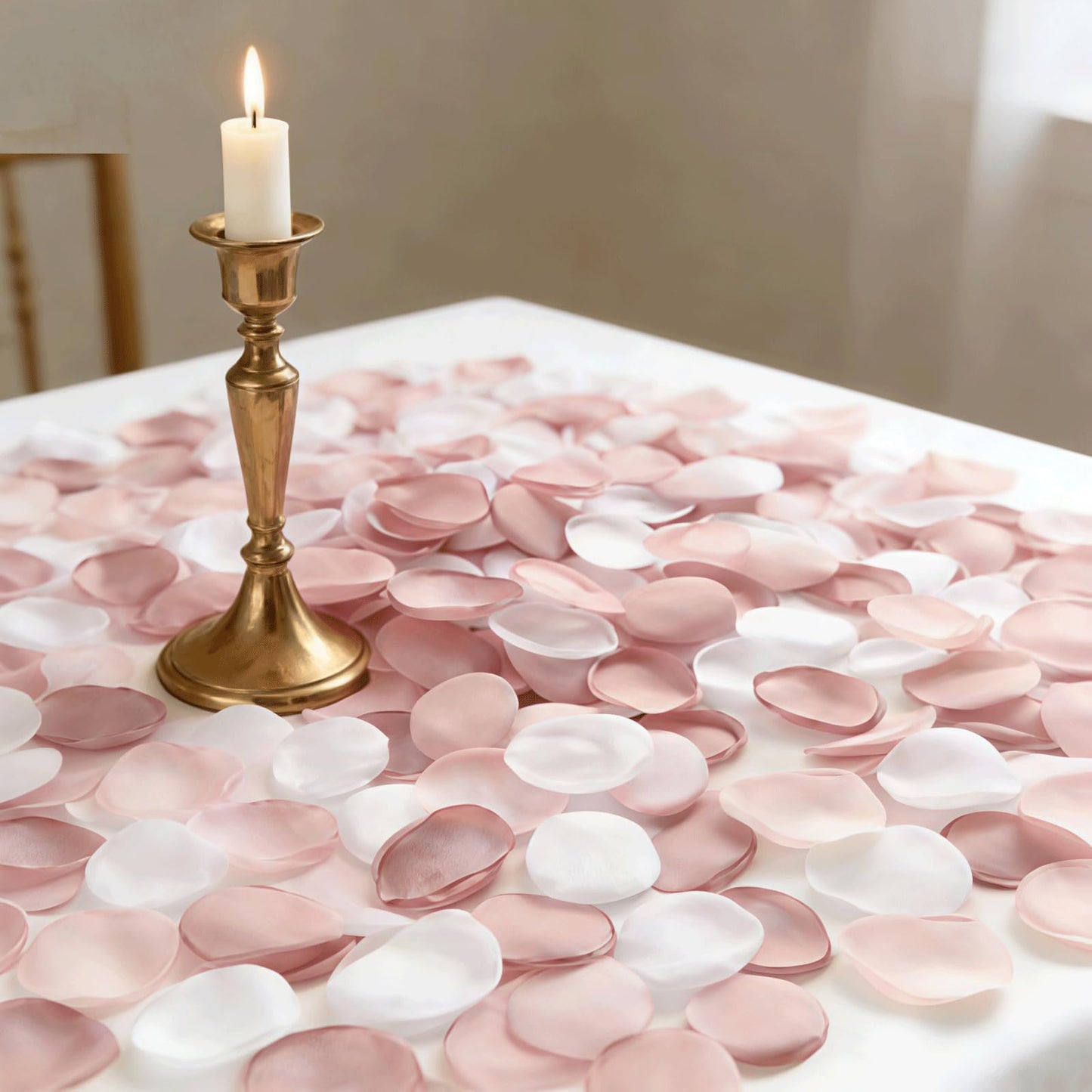 400PCS Pink & White Rose Petals, Faux Silk Flower Petal, Scatter Petals for Wedding Confetti Basket Aisle Dinner Table Centerpieces Reception Bridal Shower Party Decoration Romantic Event Supplies