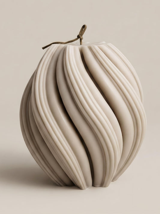 LAWA Swirl Candle - Beautiful Handmade Pillar Soy Wax Twirl Elegant Bubble Aesthetic Candle Housewarming Gift Home Room Shelf Decor Idea Spiral Moon Gray Medium