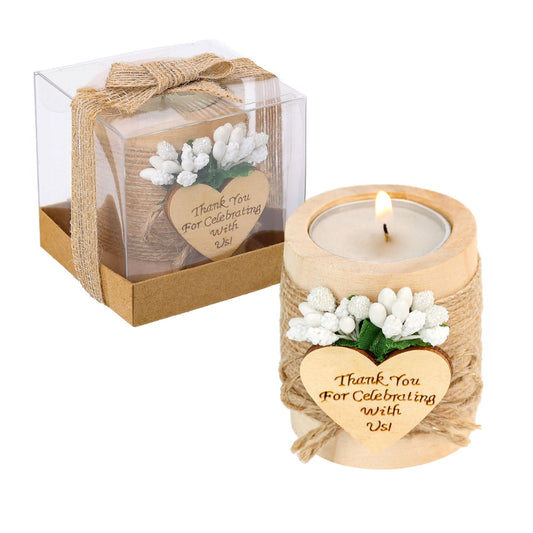10 Piece Set of Wooden Tealight Candle Holders, Wedding Candle Favors, Baby Shower Favors, Return Favors, Bridal Shower Favors for Guests.(Light brown)