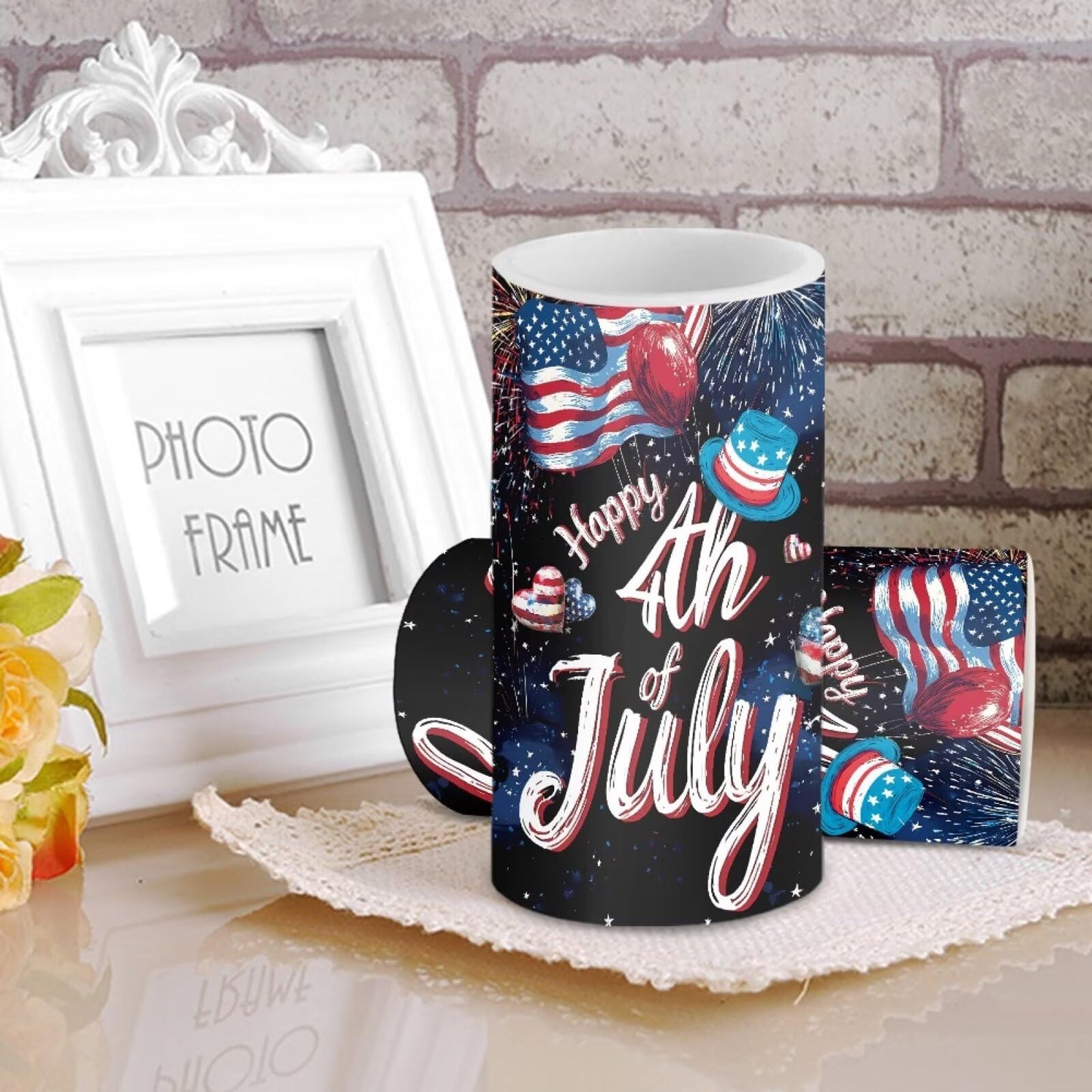 Luarisgur Happy 4th of July Flameless Candles with Remote American Flag LED Candles Battery Operated Electric Candles Flickering Warm Light for Home Bedroom Living Room Patriotic Decoration