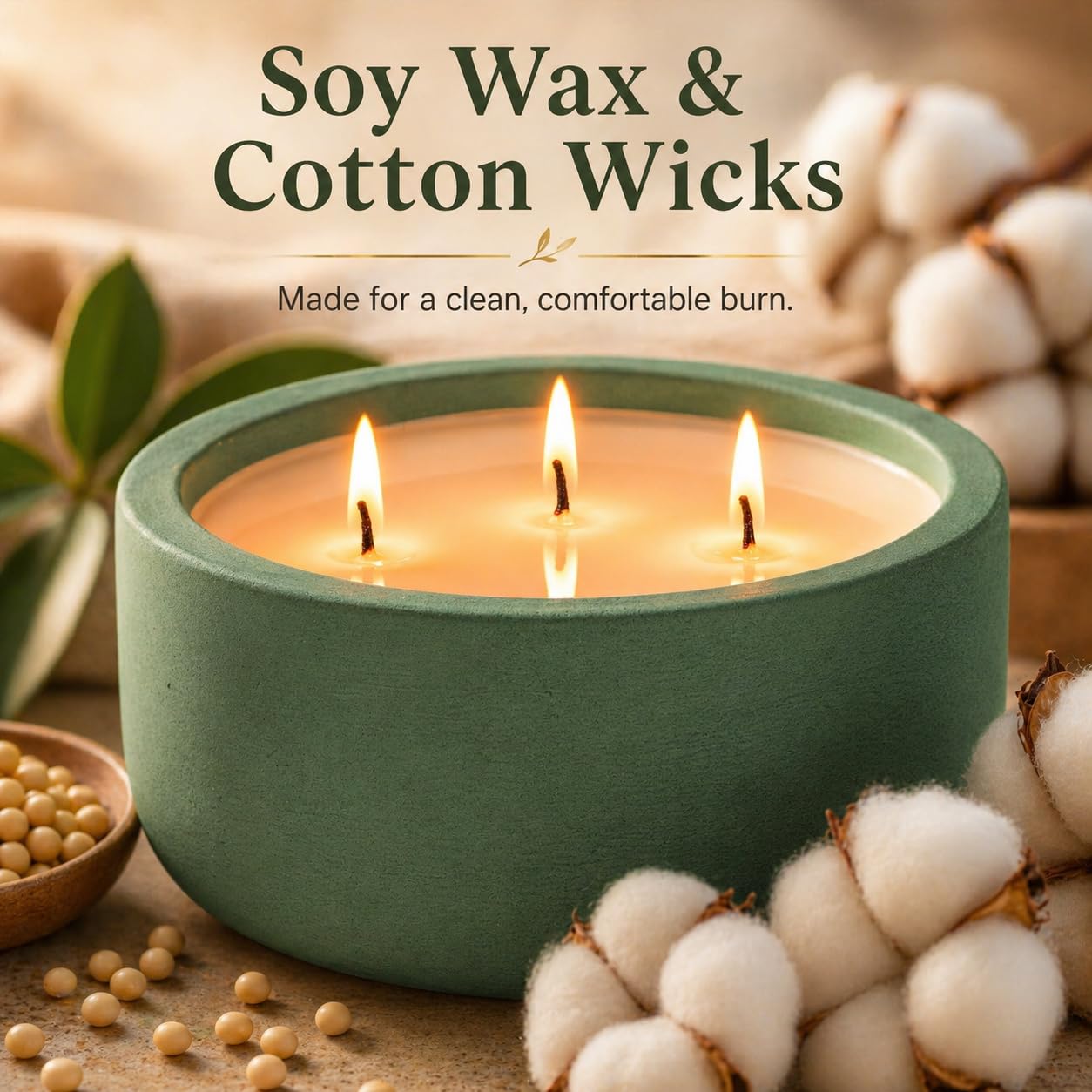 Viyffo 3 Wick 20oz Large Green Scented Candle – Pine & Cinnamon, Non Toxic Soy Candle for Women & Men, Matte Ceramic Jar, Perfect Luxury Home Fragrance, Elegant Décor & Premium Gift