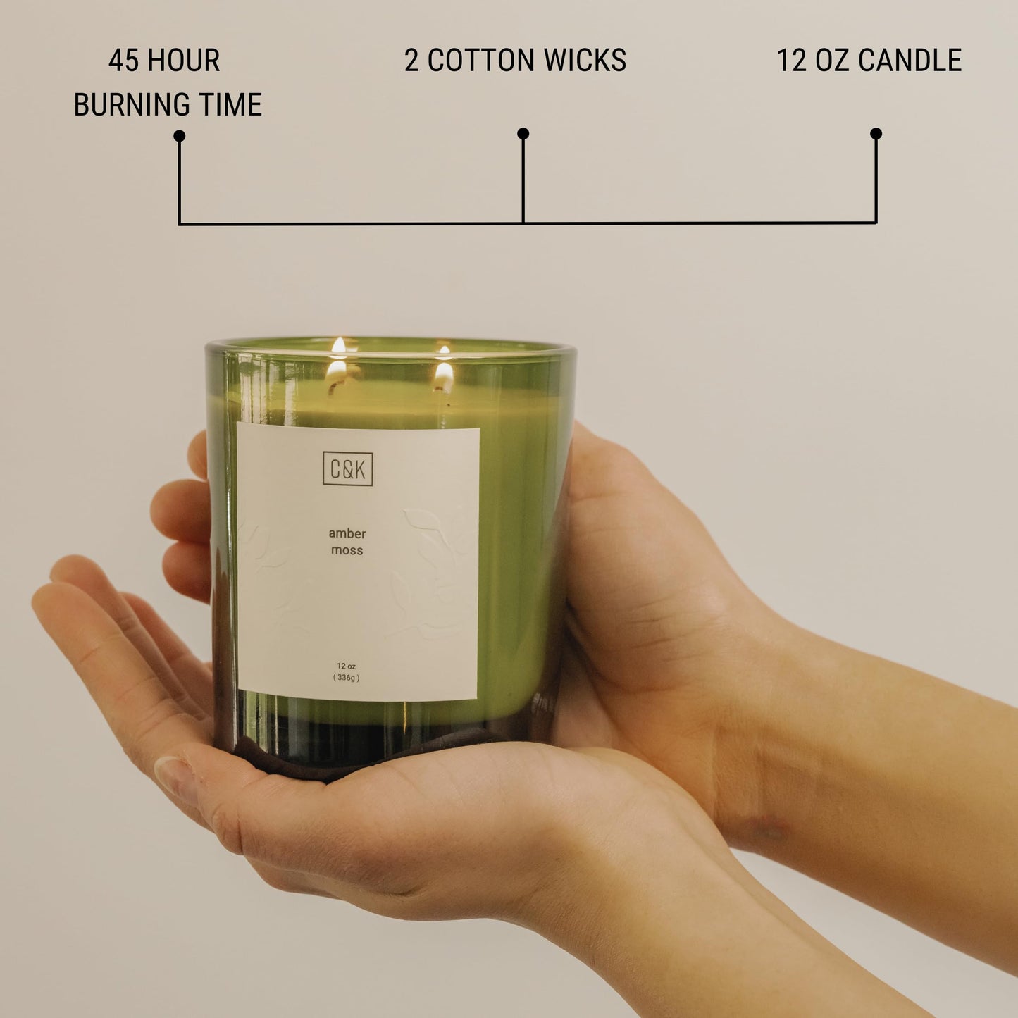 Craft & Kin 12oz Amber Moss Candle for Home | Premium Green Winter Scented Candles for Men | Made with Natural Soy | Holiday Candles Gifts for Men and Women | Nature Collection