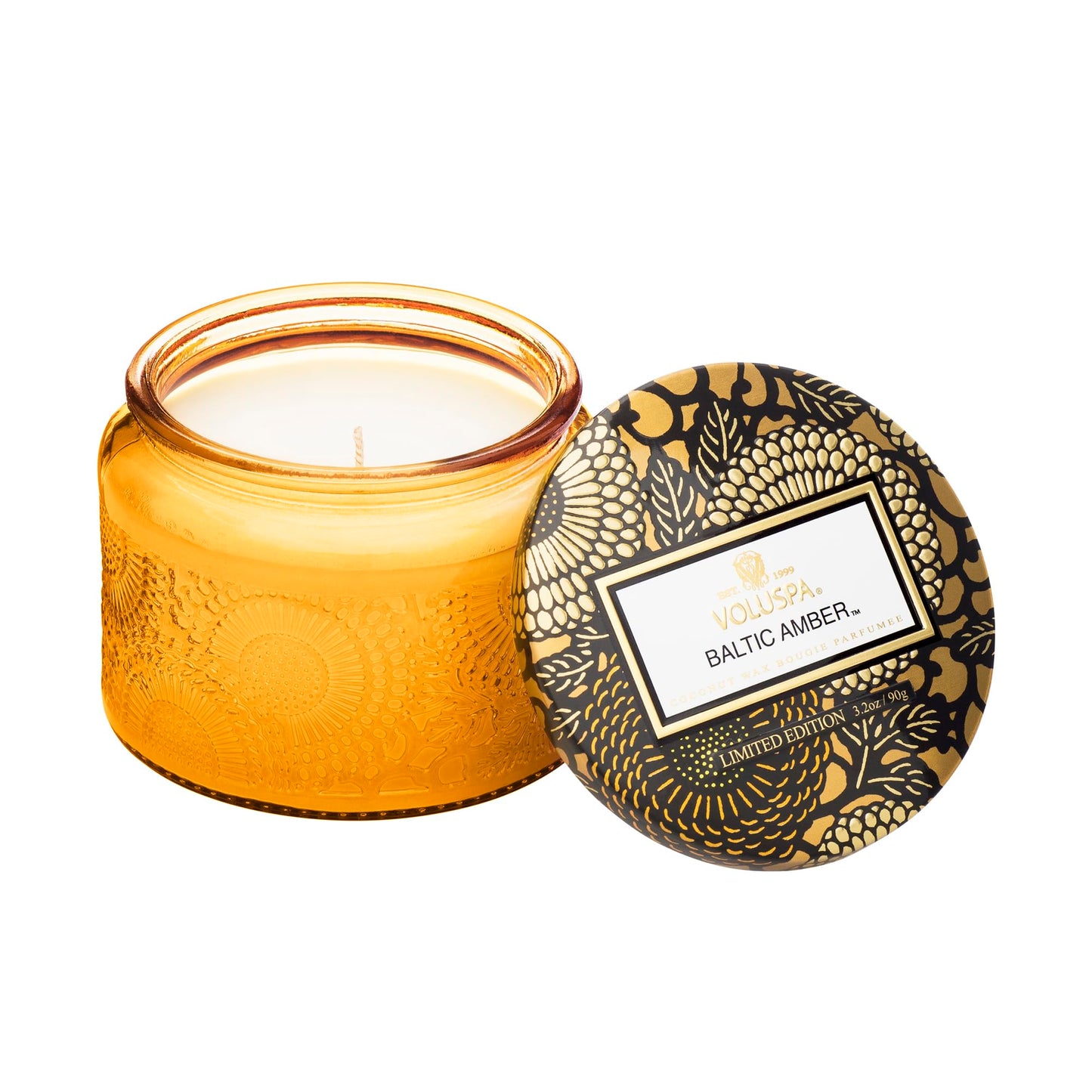 Voluspa Baltic Amber, Petite Candle Jar, 3.2 Ounce, 25 Hour Burn Time, Coconut Wax for Clean Burning, Handcrafted in the USA