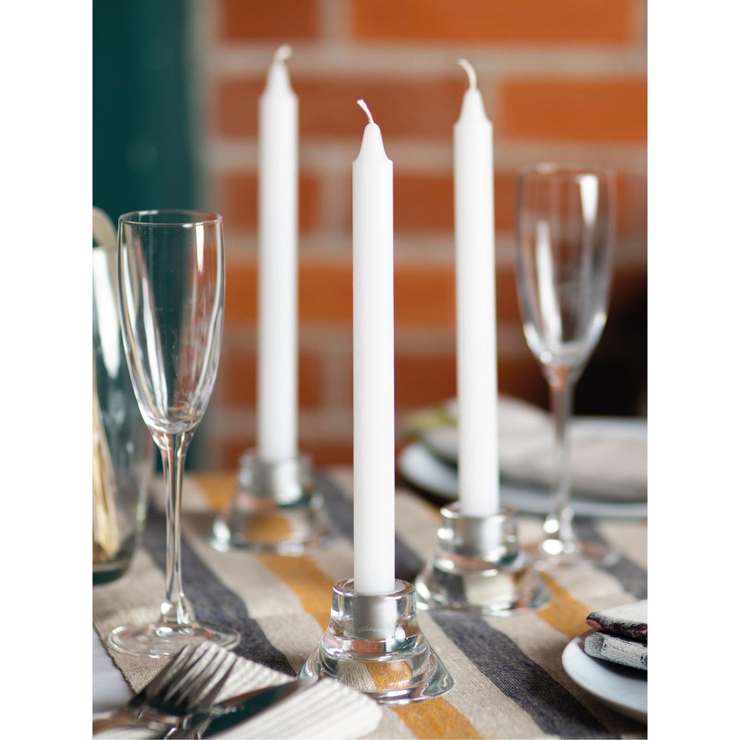 CANDWAX White Taper Candles Pack of 4 - Slow Burning Dripless Unscented Straight Candles 10 inch - Ideal for Dinner Table - Smokeless Long Candlesticks