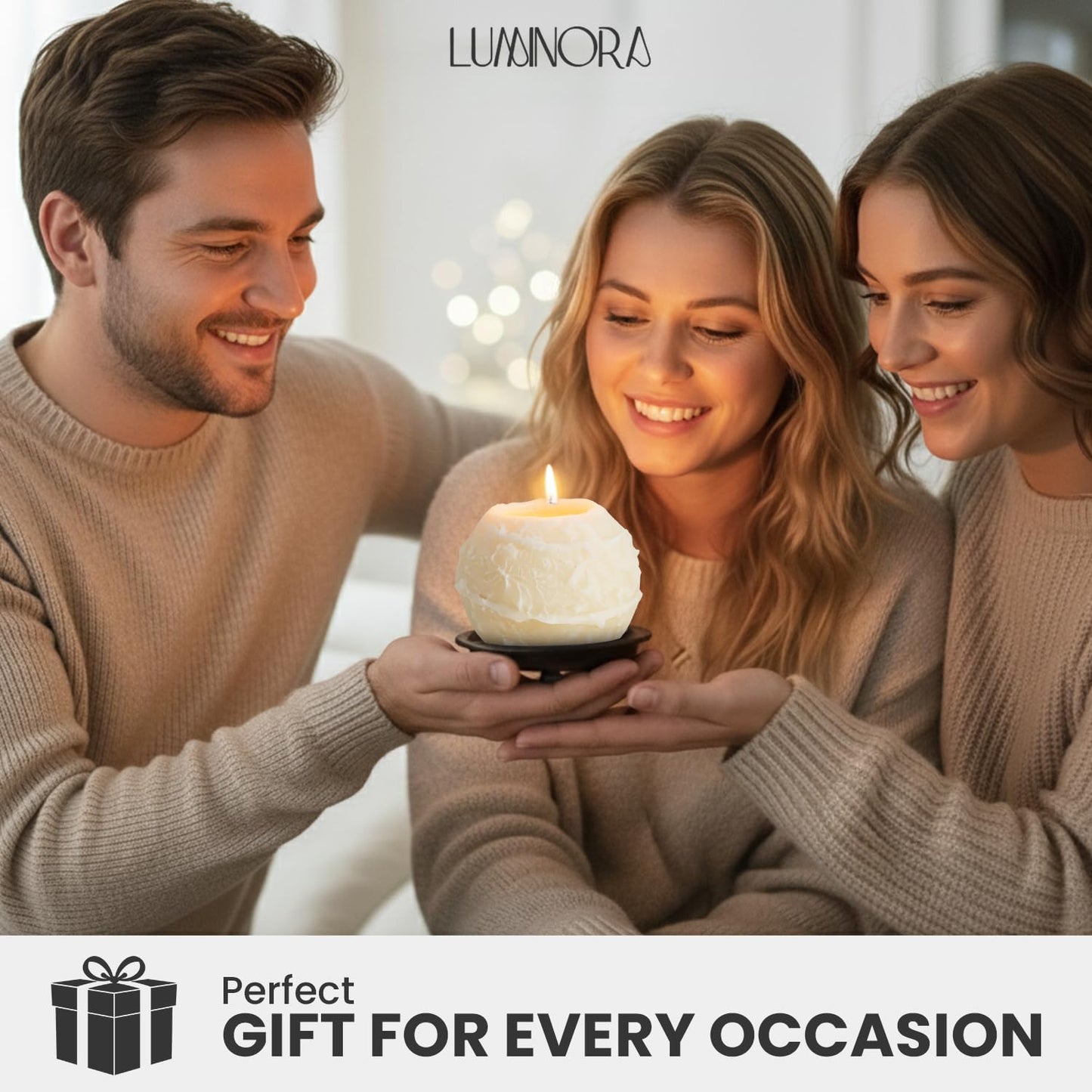 Spiral Candle with Hollow Round Design, Sculptural Wax Decor Gift, Unique Wick Flame Path, Modern Accent Piece for Shelf, Table, Mantel, and Entryway Display Set (Yellow, Vanilla Scented) - LUMINORA