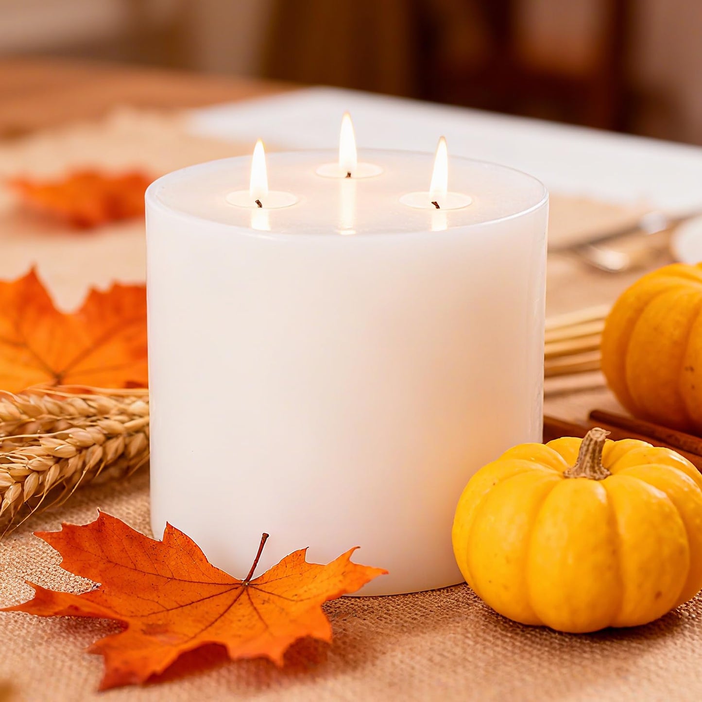 Extra Large Pillar Candles 3 Wick Unscented White Candles Emergency Pillar Candle 175 Hours Long Burning Candle 6" x 6" Dripless Smokeless Dinner Candles for Home Party Wedding