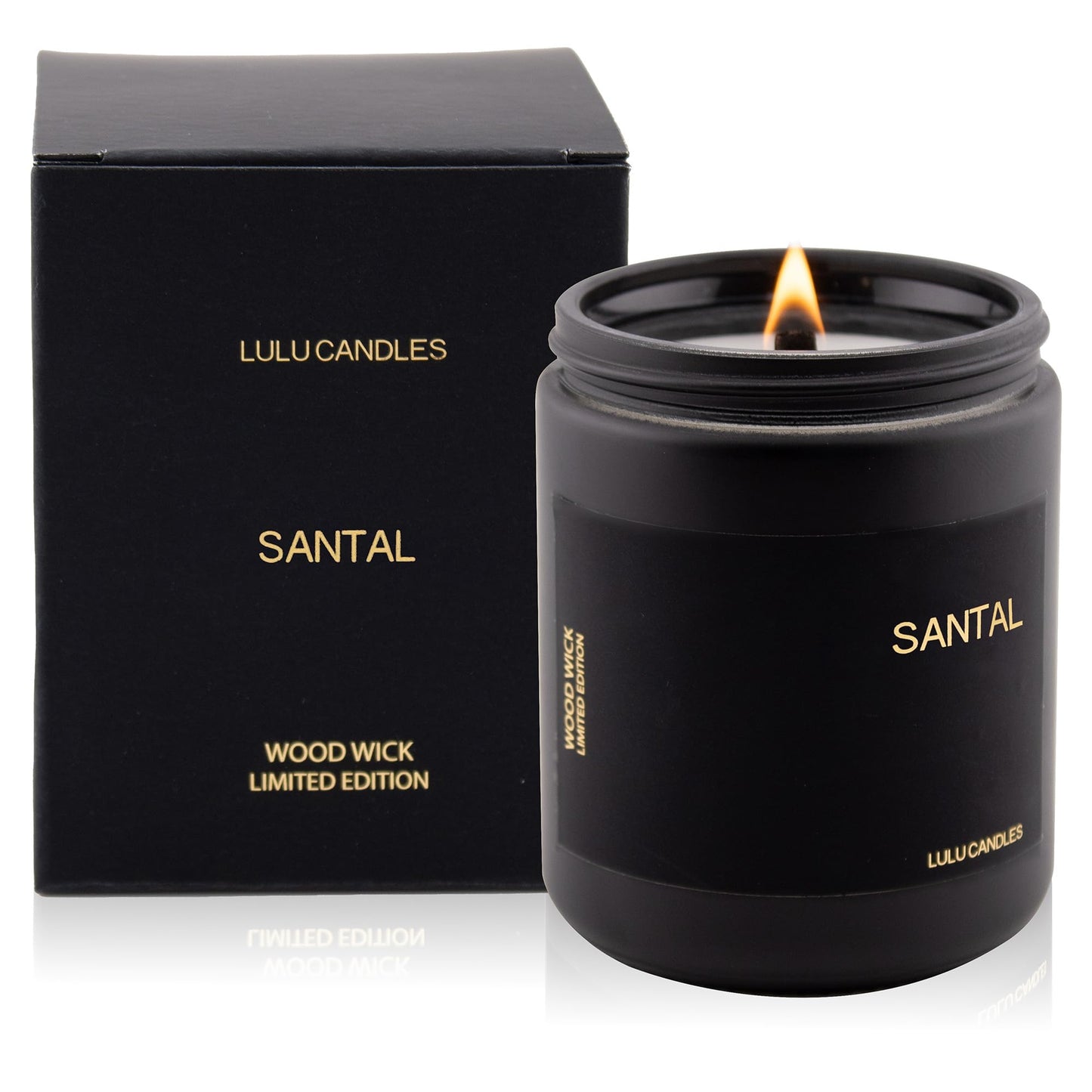 Lulu Candles | Santal | Wood Wick | Luxury Scented Soy Jar Candle | Hand Poured in The USA | Highly Scented Long Lasting (8 Oz. Mason Jar)
