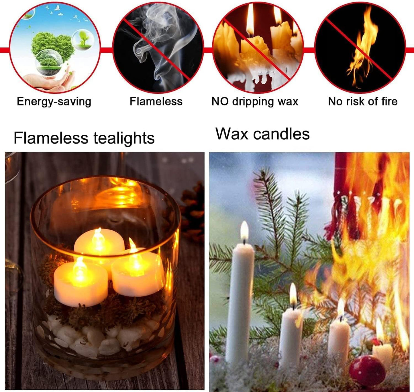 Anziner 24 Pack flameless led Tea Lights Candles, Warm Yellow Last 200 Hours,Flickering tealight Candles,Battery Operated Tea Lights for Home Decoratioin