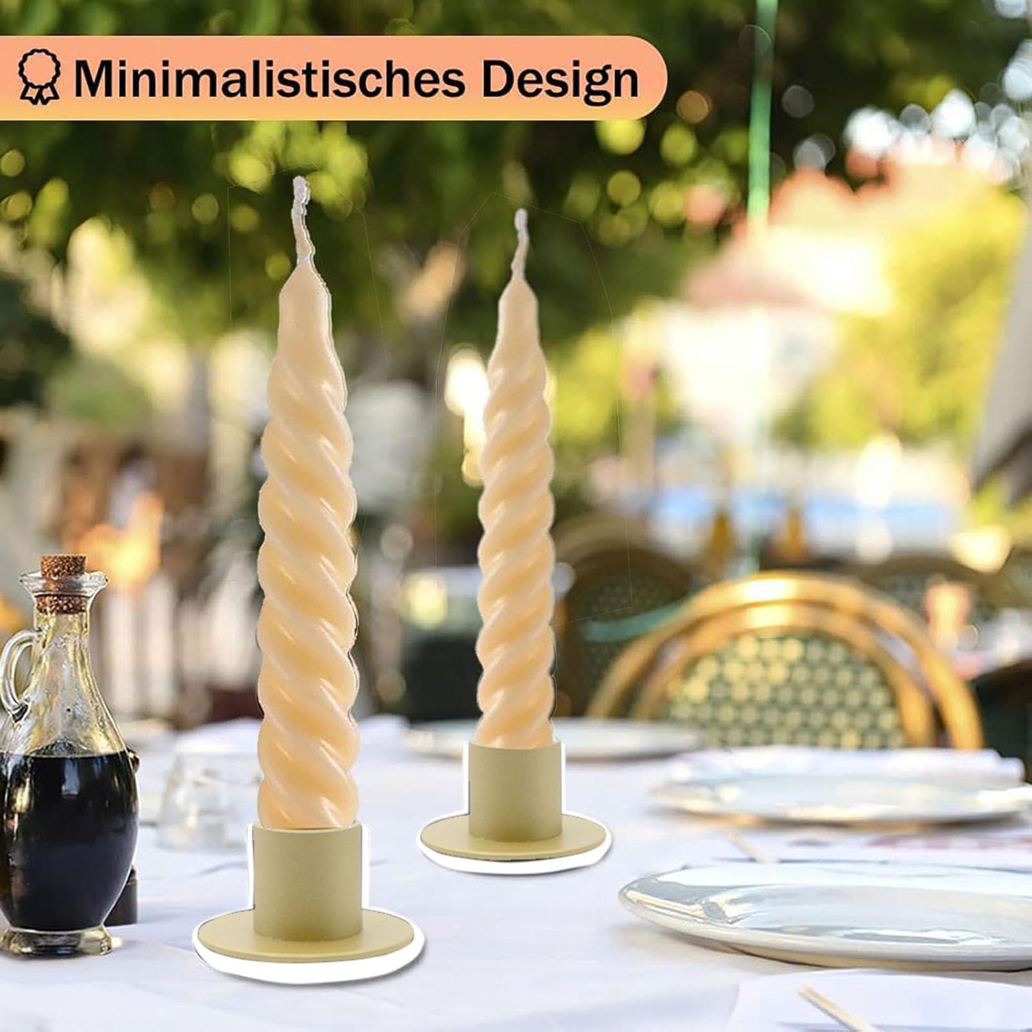 2 Pcs Gold Iron Candle Holder for Taper Candles, Wedding, Dinning, Party Decoration (Gold)
