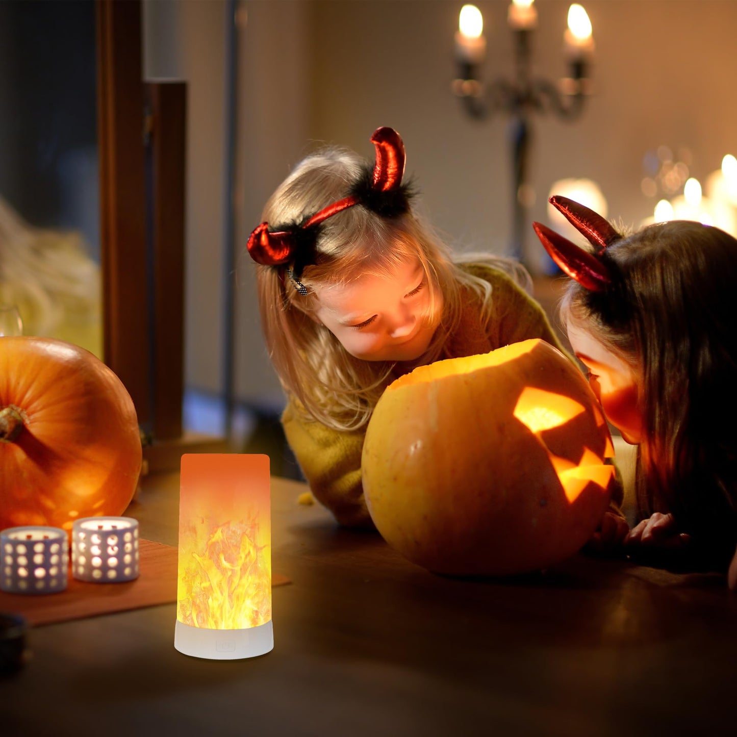 Lpraer 2Pack LED Flame Light, USB Rechargeable 4 Modes Flickering Flame Candle Lantern with Remote Timer Gravity Sensing Effect Magnetic Base Waterproof Dimmable Outdoor Indoor Lamps